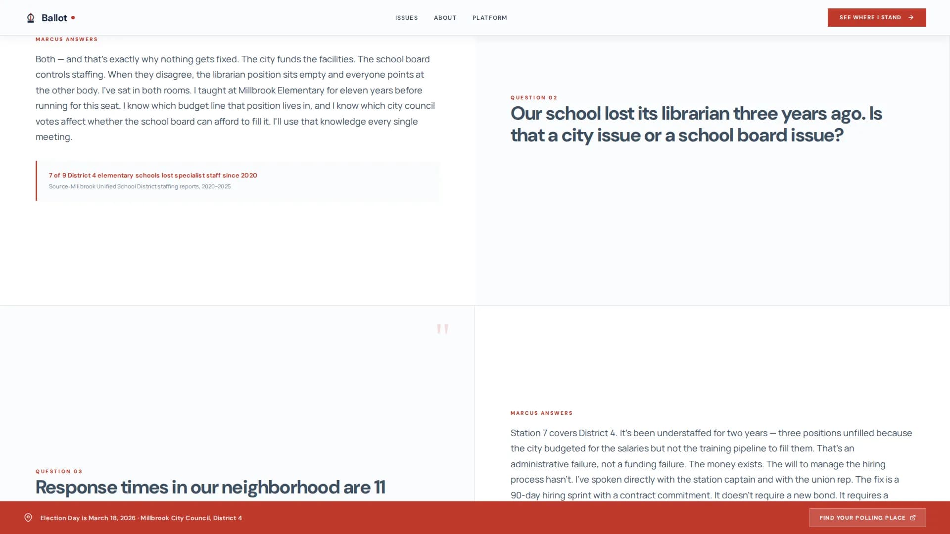 Political Campaign FAQ Website Template