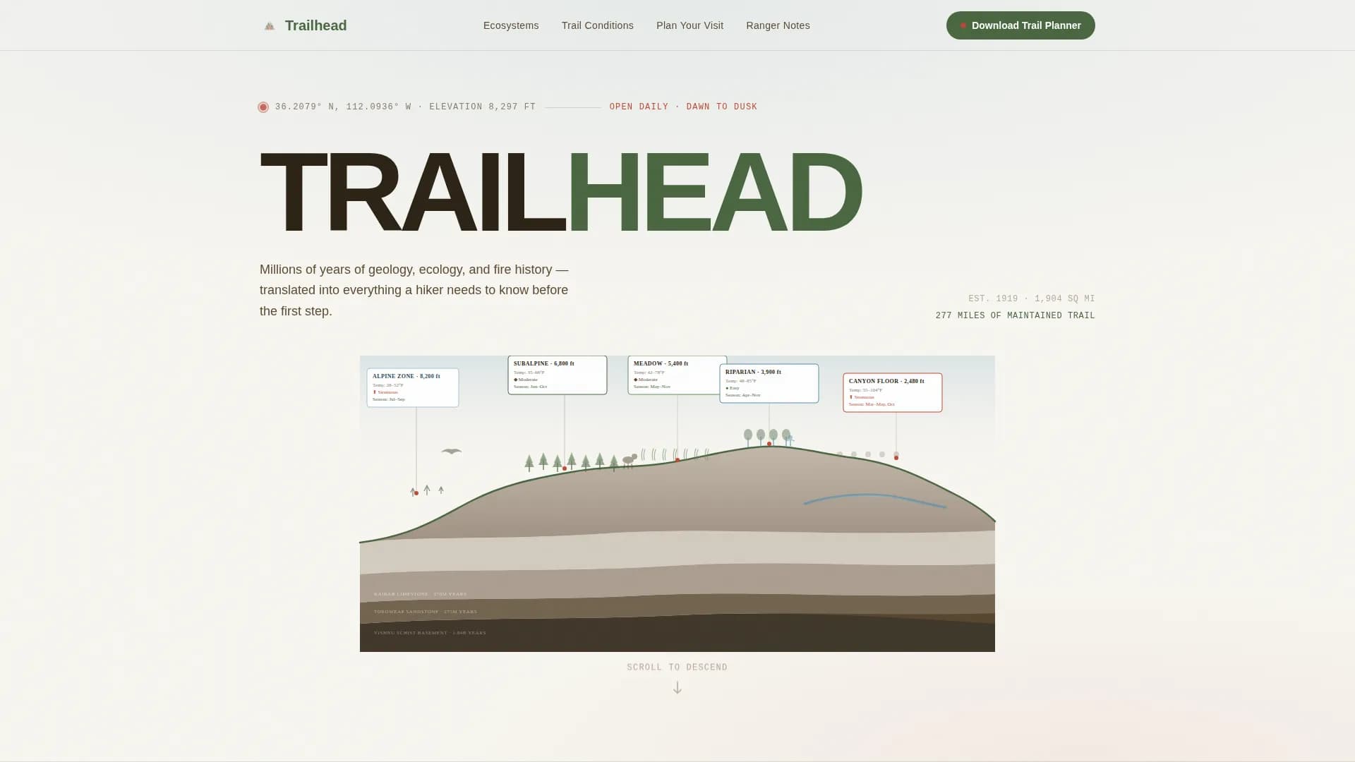 Trailhead — Transformative Park Education Landing Page Template