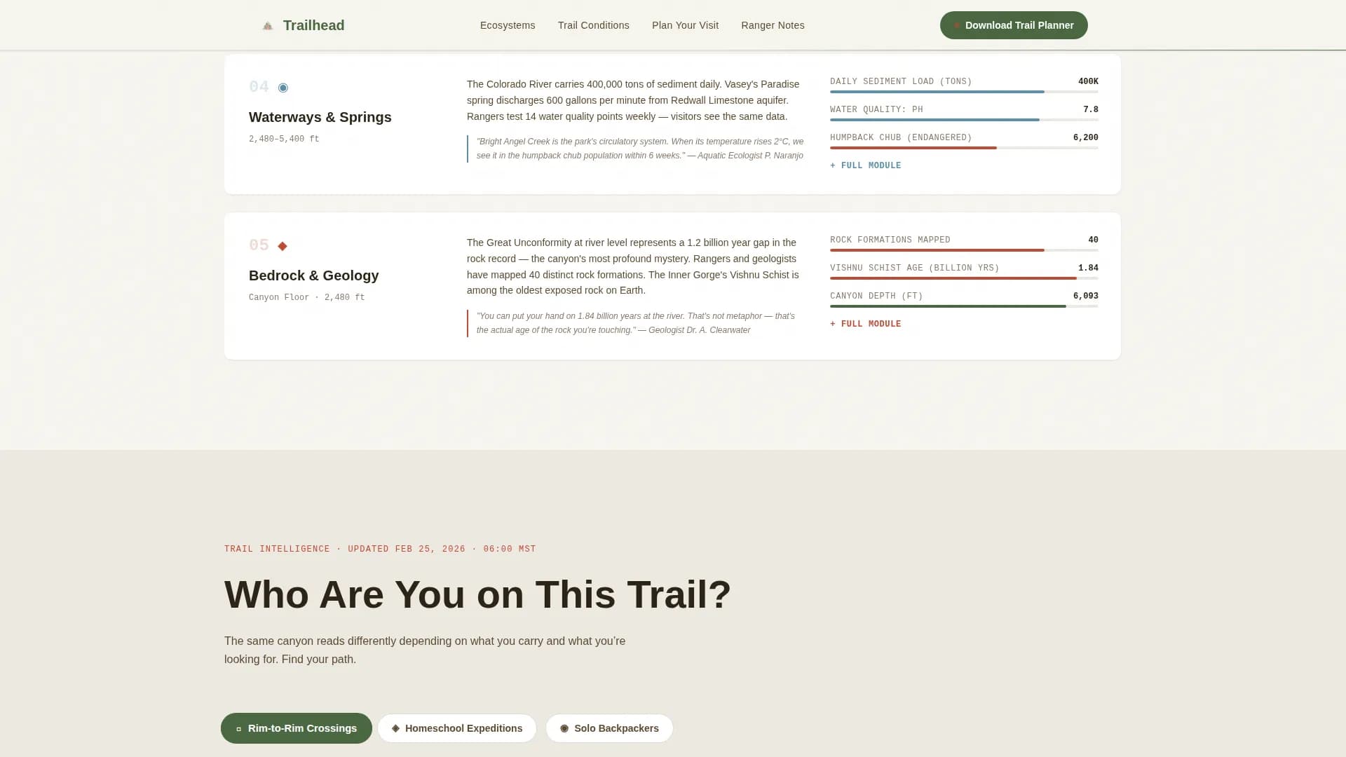 Trailhead — Transformative Park Education Landing Page Template