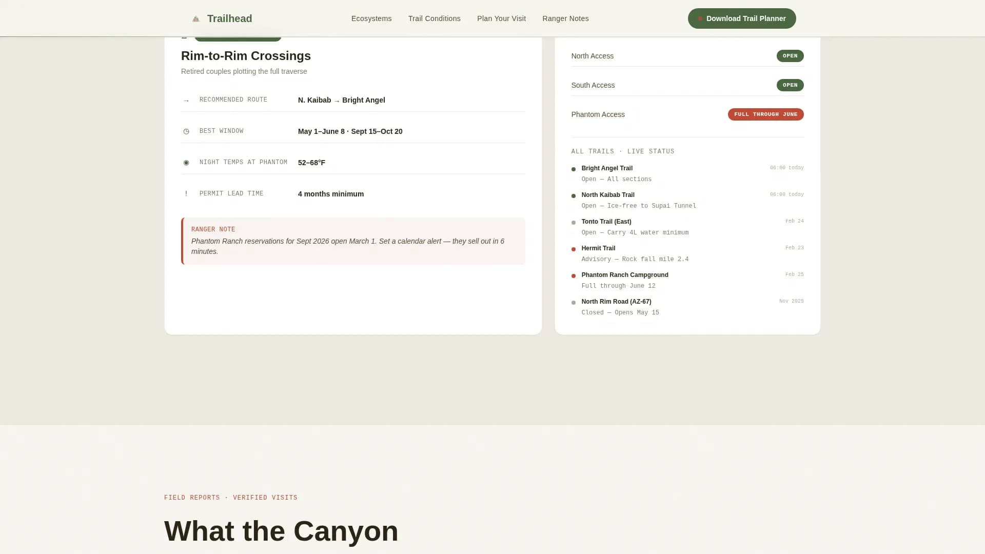 Trailhead — Transformative Park Education Landing Page Template