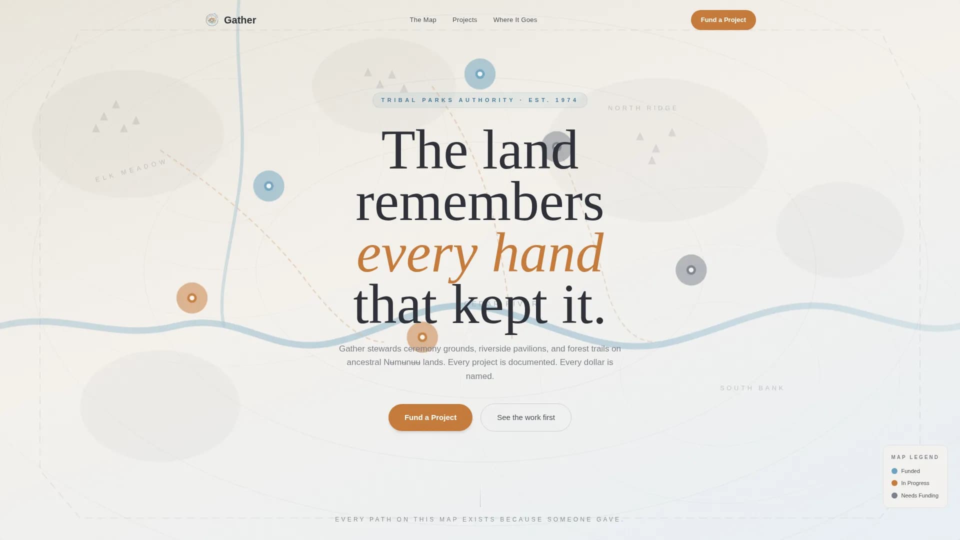 Gather — Tribal Parks Fundraising Landing Page Template