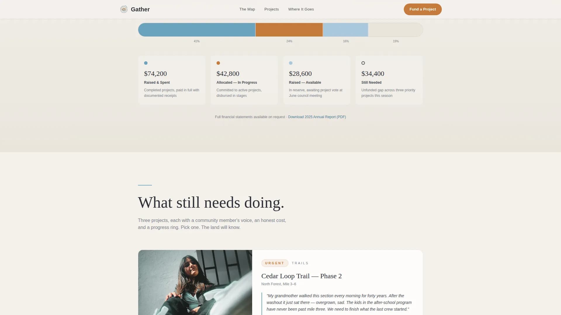 Gather — Tribal Parks Fundraising Landing Page Template