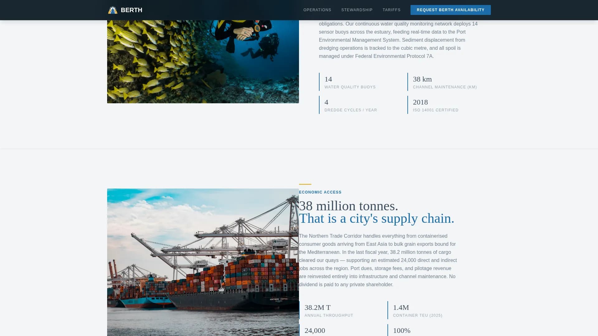 Berth — Deep-Water Port Landing Page Template