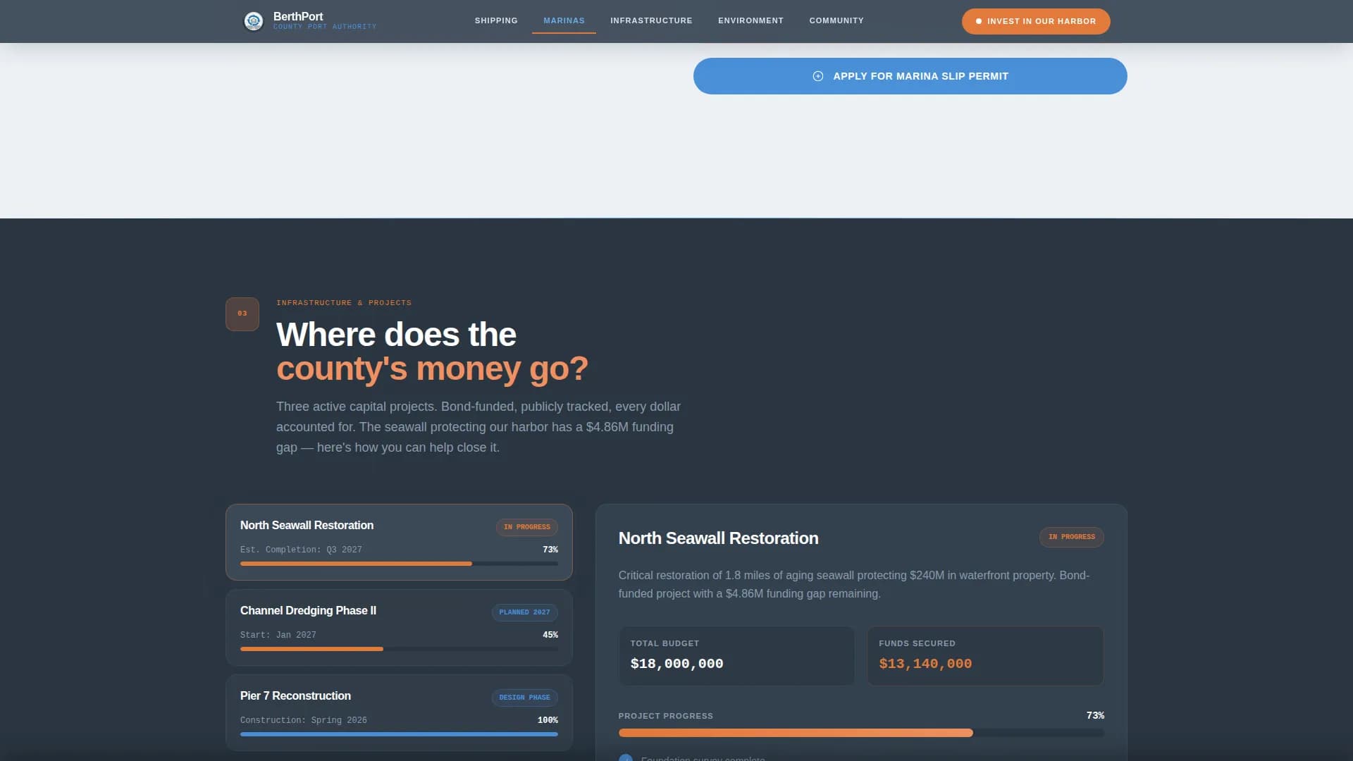 Berth — Harbor Authority Landing Page Template