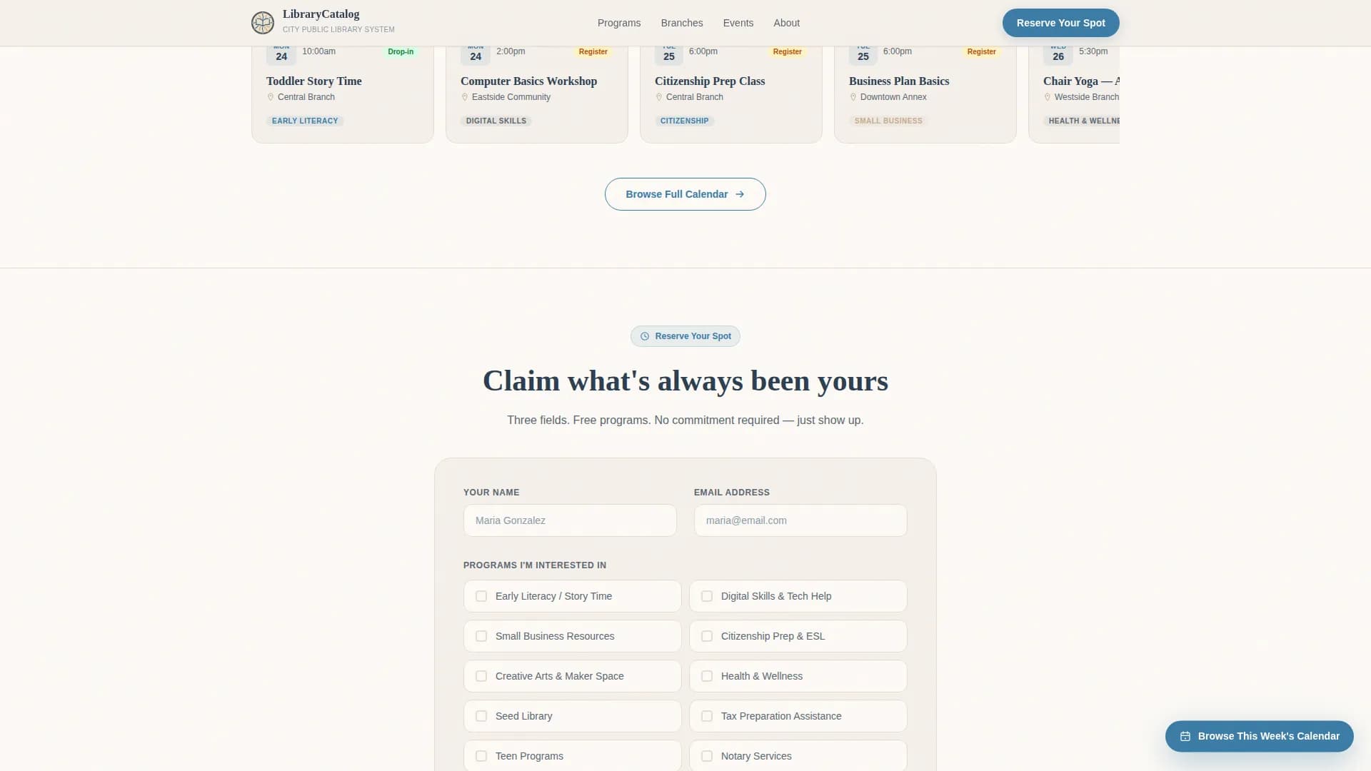Public Library Government Professional Website Template