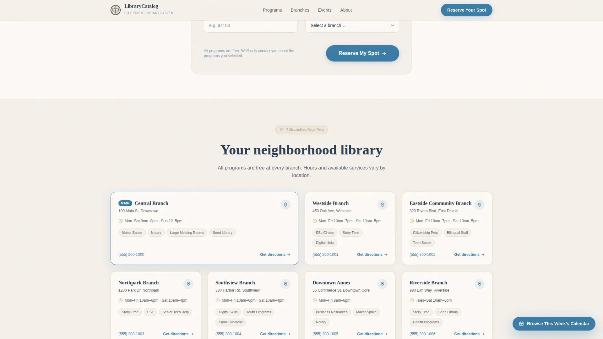 Public Library Government Professional Website Template