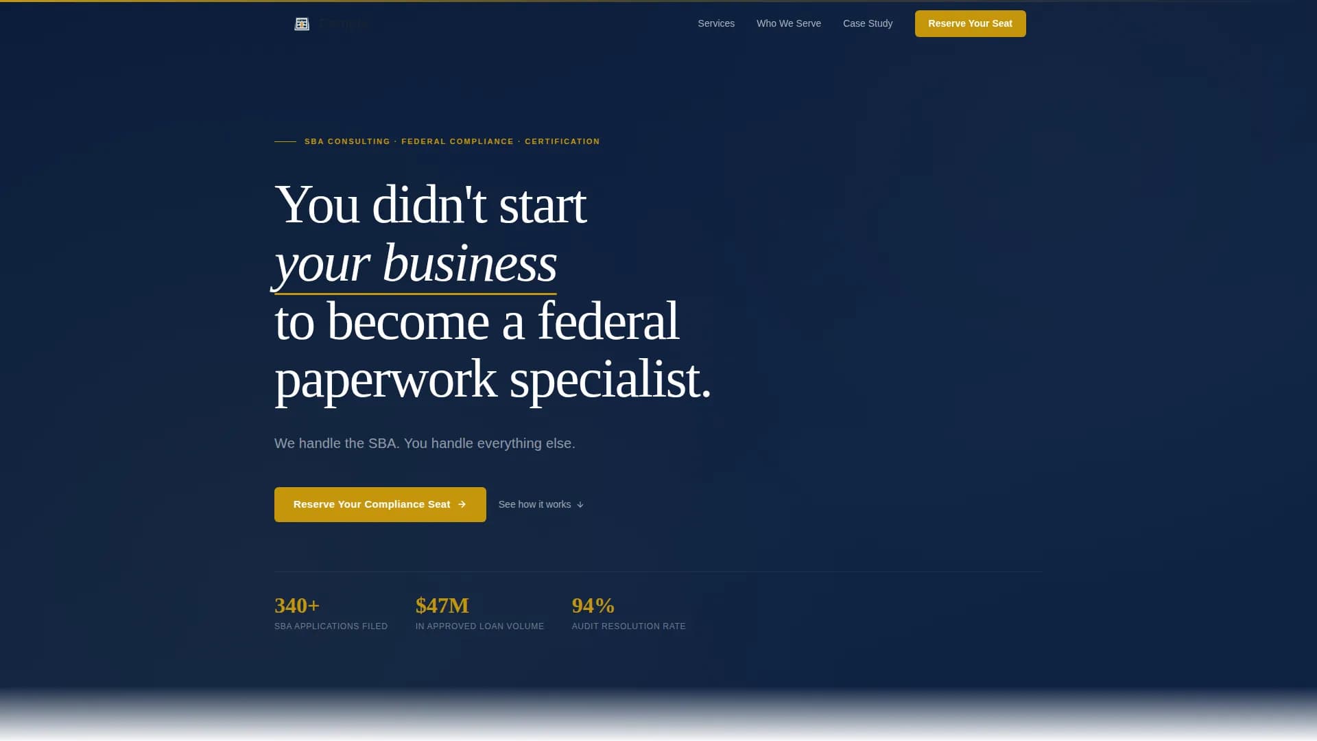 Comply - Federal Compliance SBA Consulting Landing Page Template