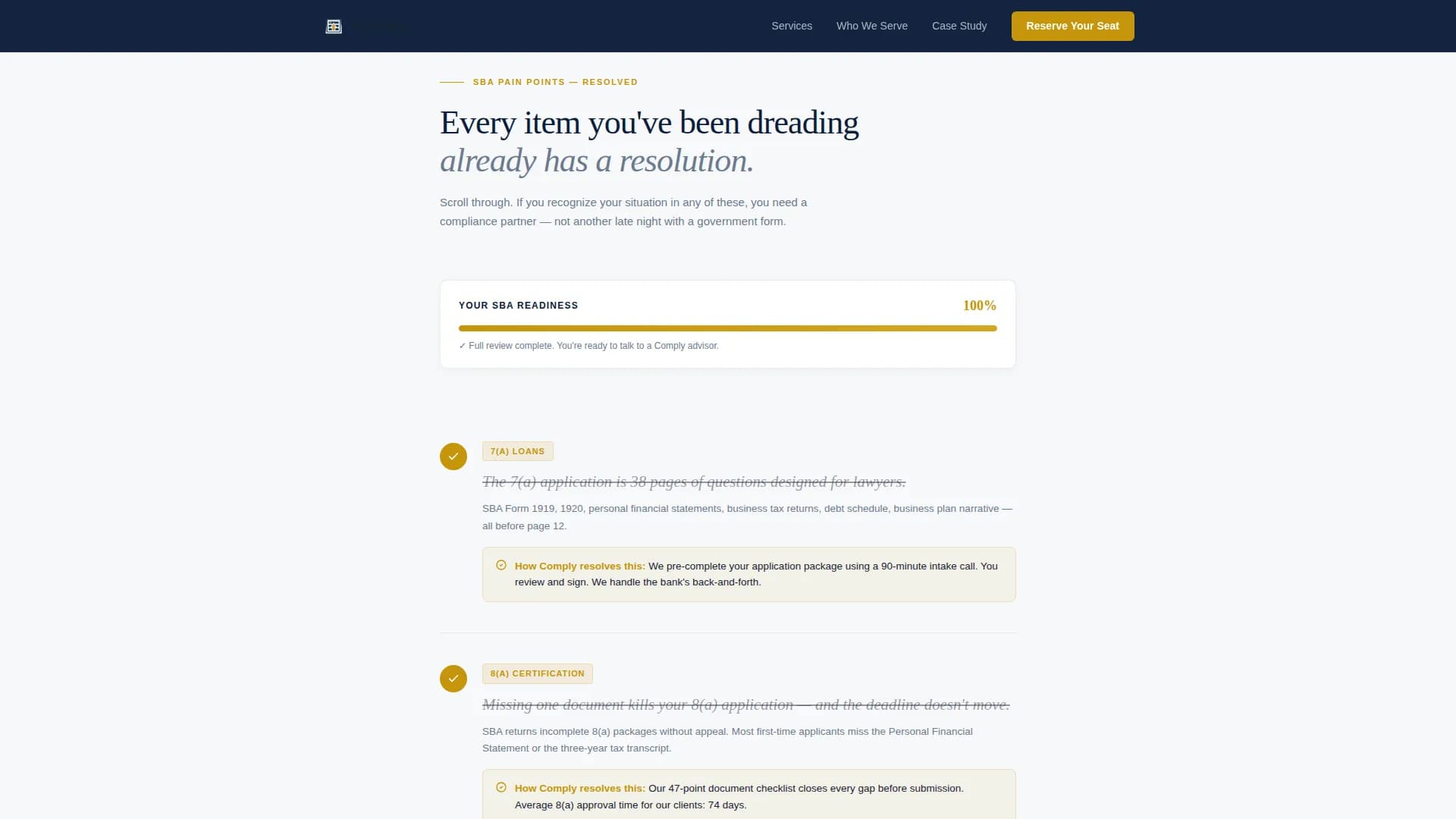 Comply - Federal Compliance SBA Consulting Landing Page Template