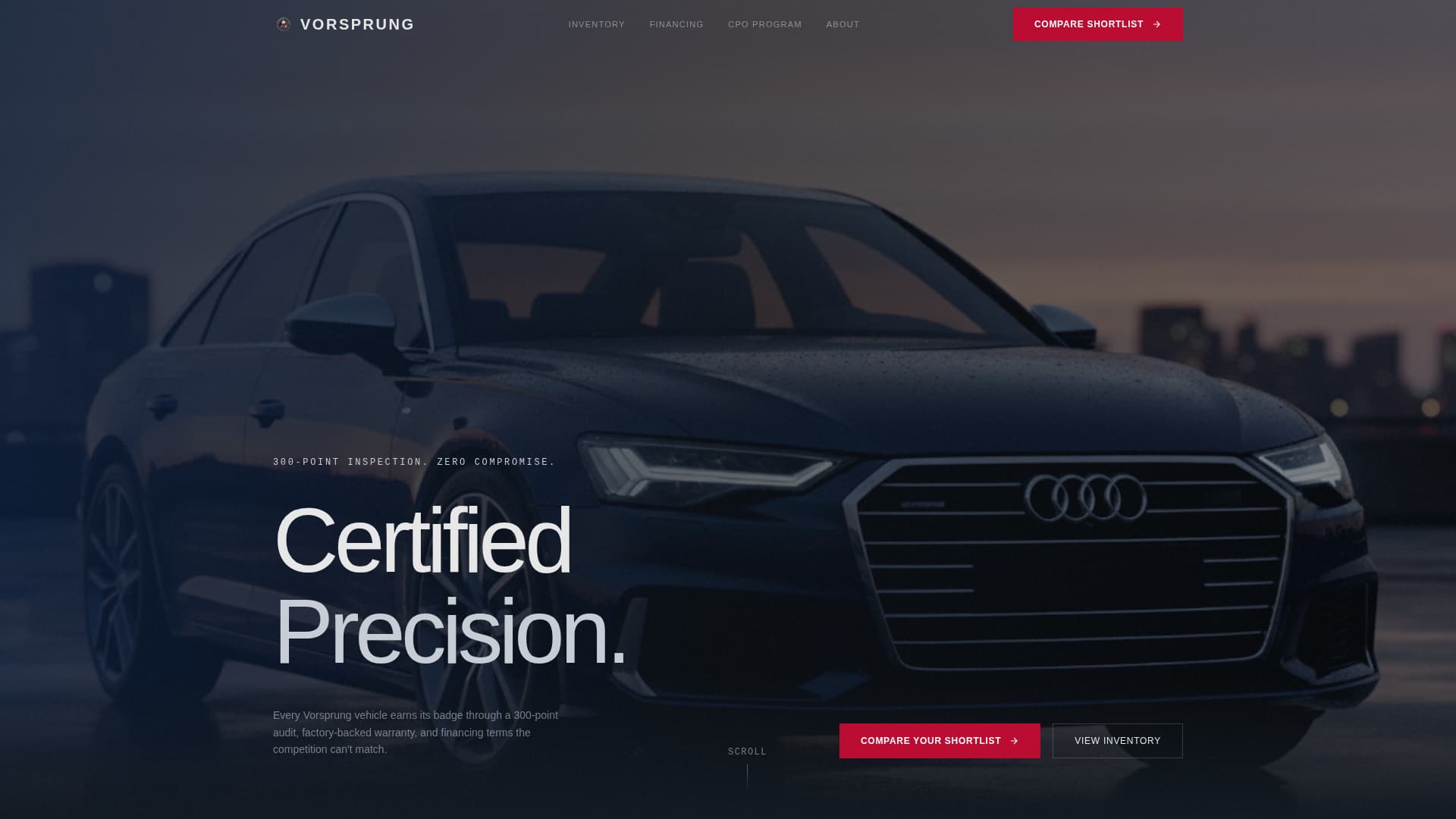 Vorsprung - Certified Audi Landing Page Template