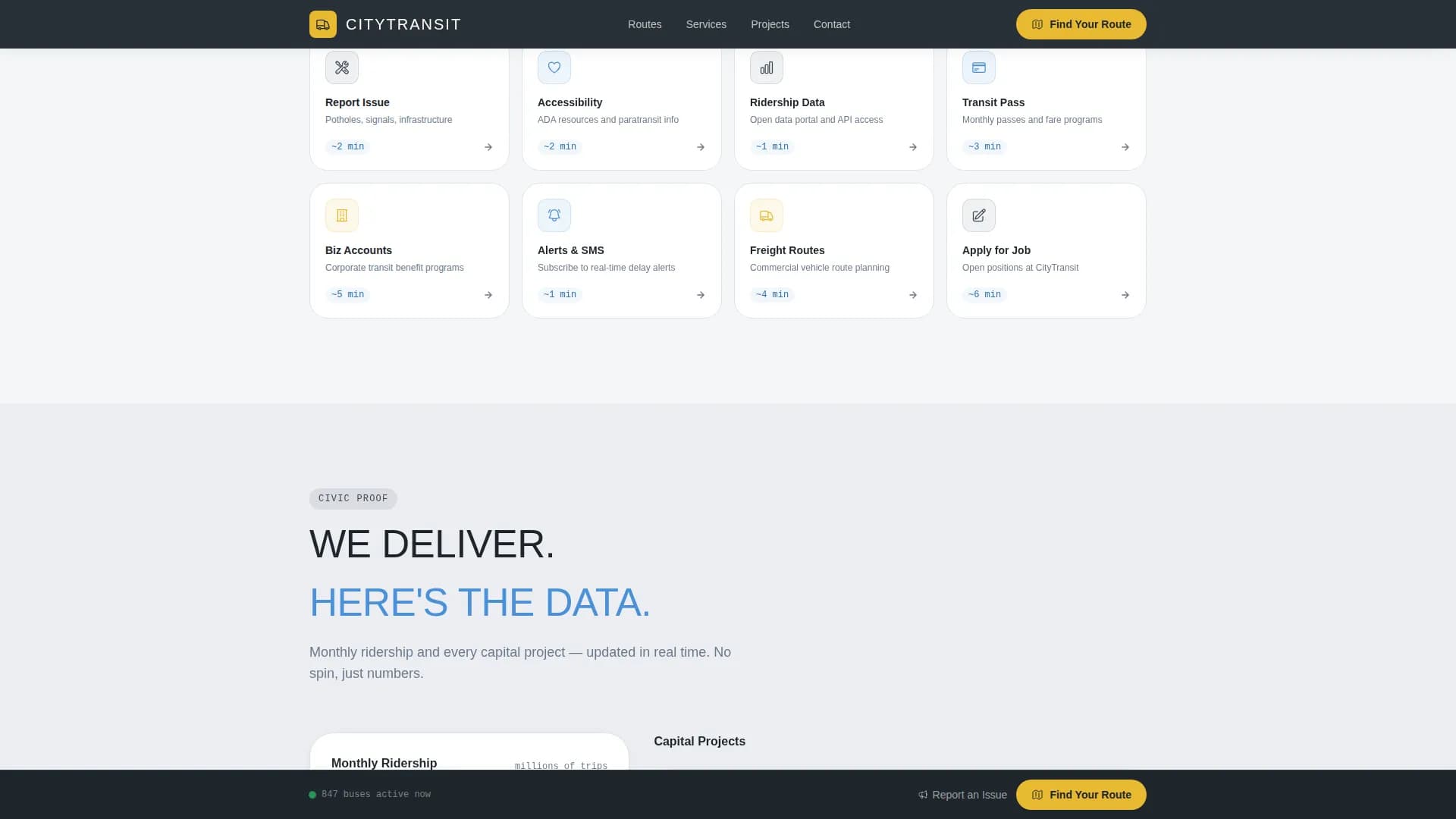 Flow — Municipal Transportation Landing Page Template