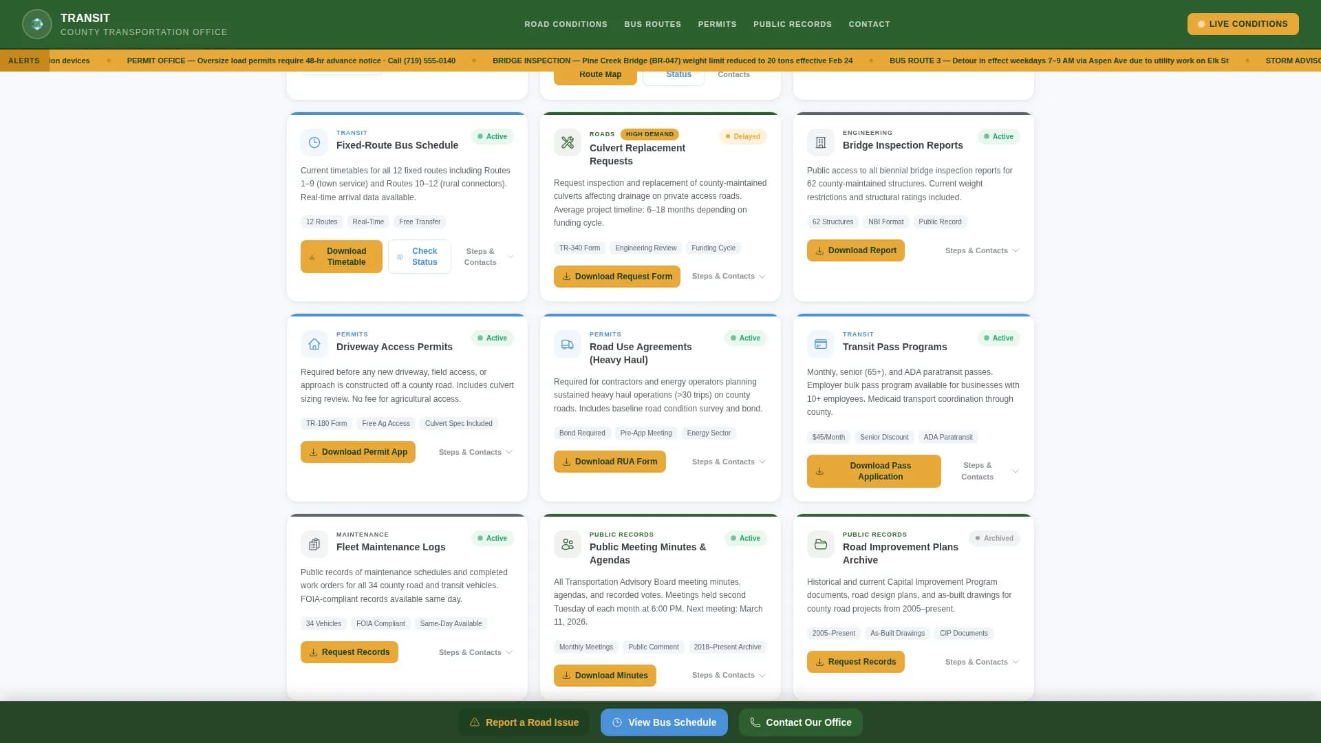 Serve — County Transportation Landing Page Template