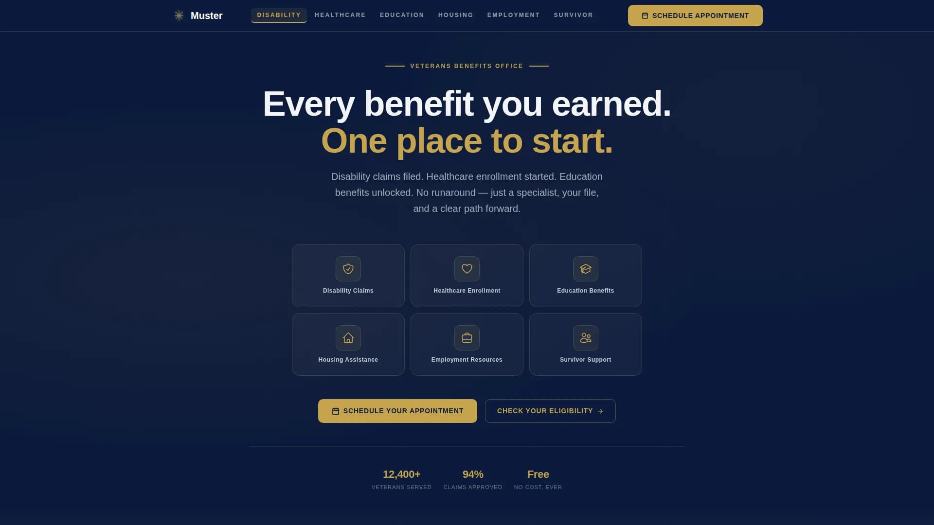 Support — Veteran Benefits Landing Page Template