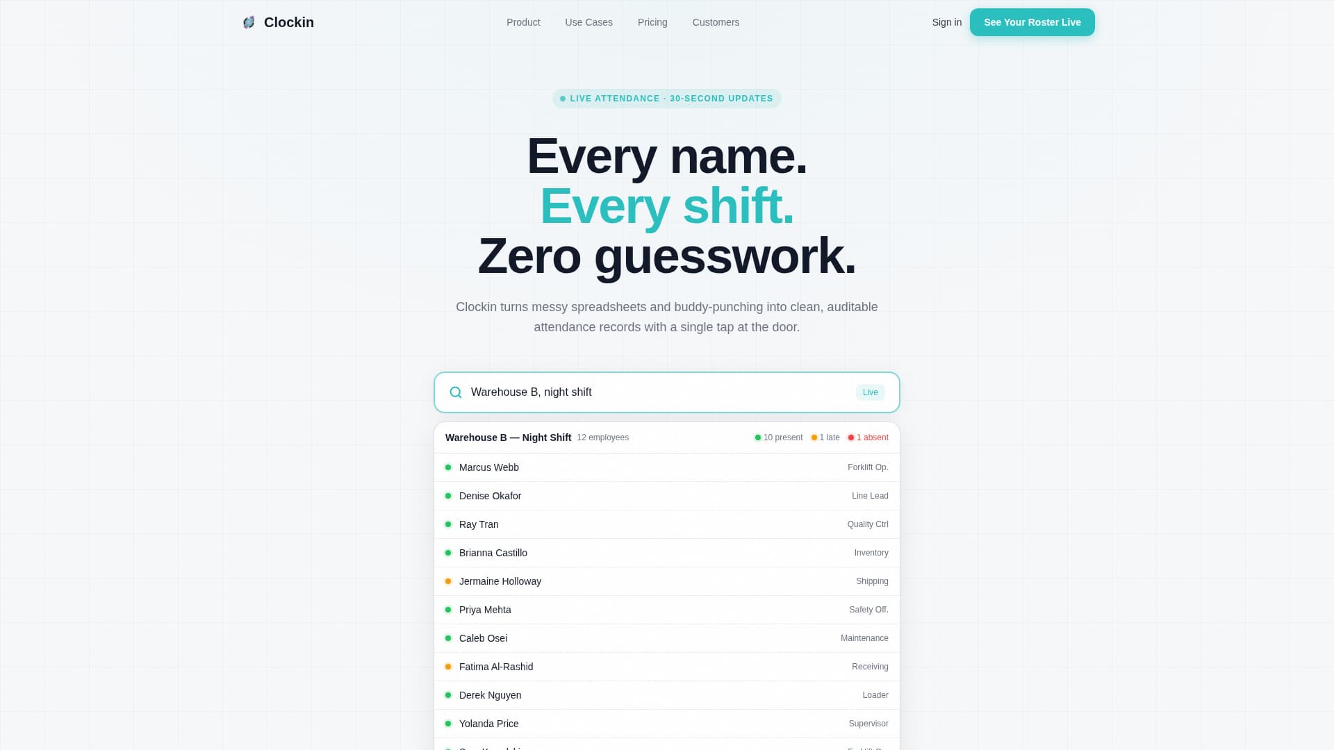 Clockin - Powerful Attendance Landing Page Template