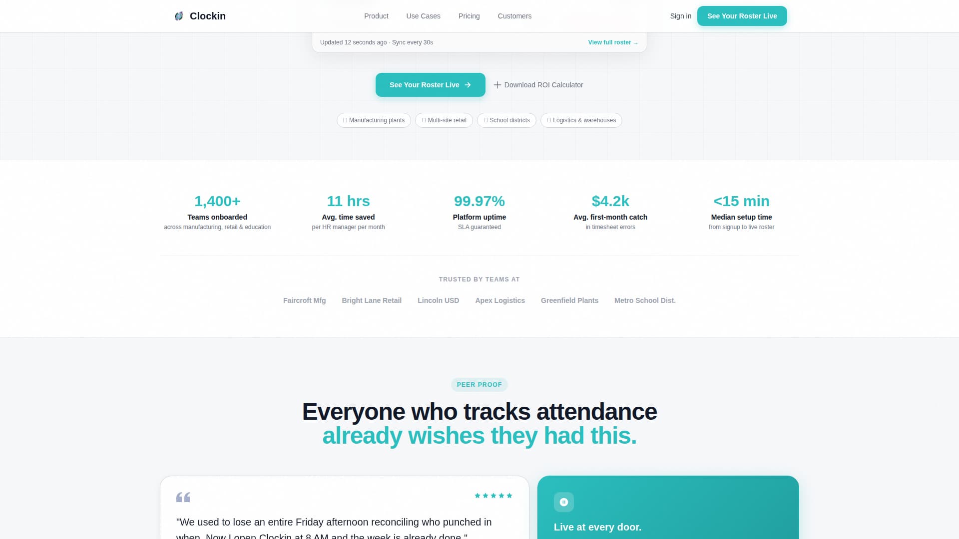 Clockin - Powerful Attendance Landing Page Template