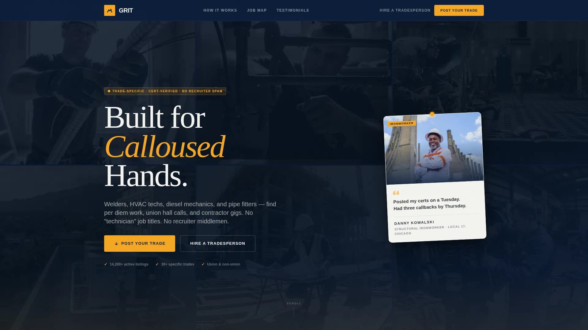 Hardhat — Trade Job Board Landing Page Template
