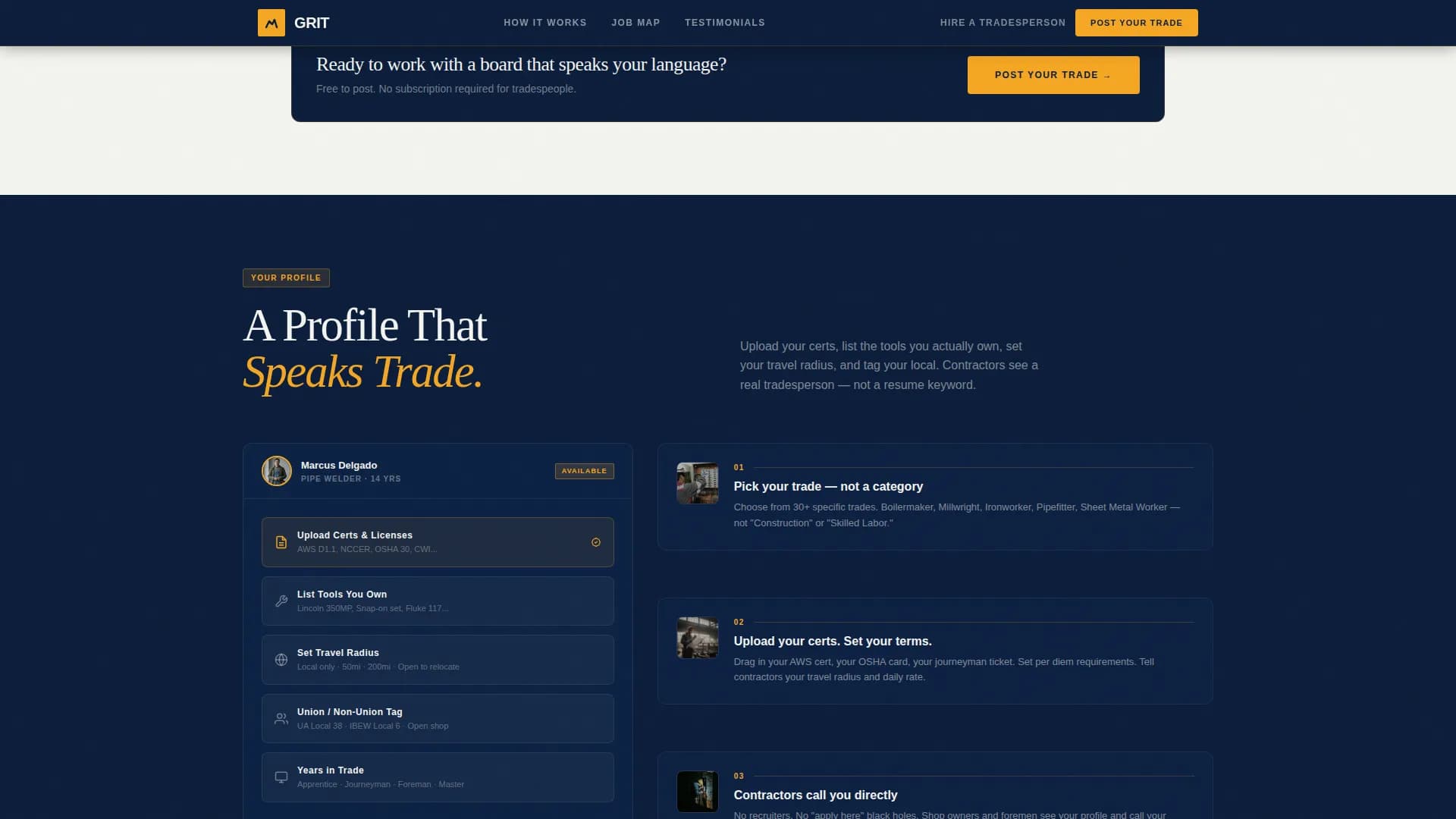 Hardhat — Trade Job Board Landing Page Template