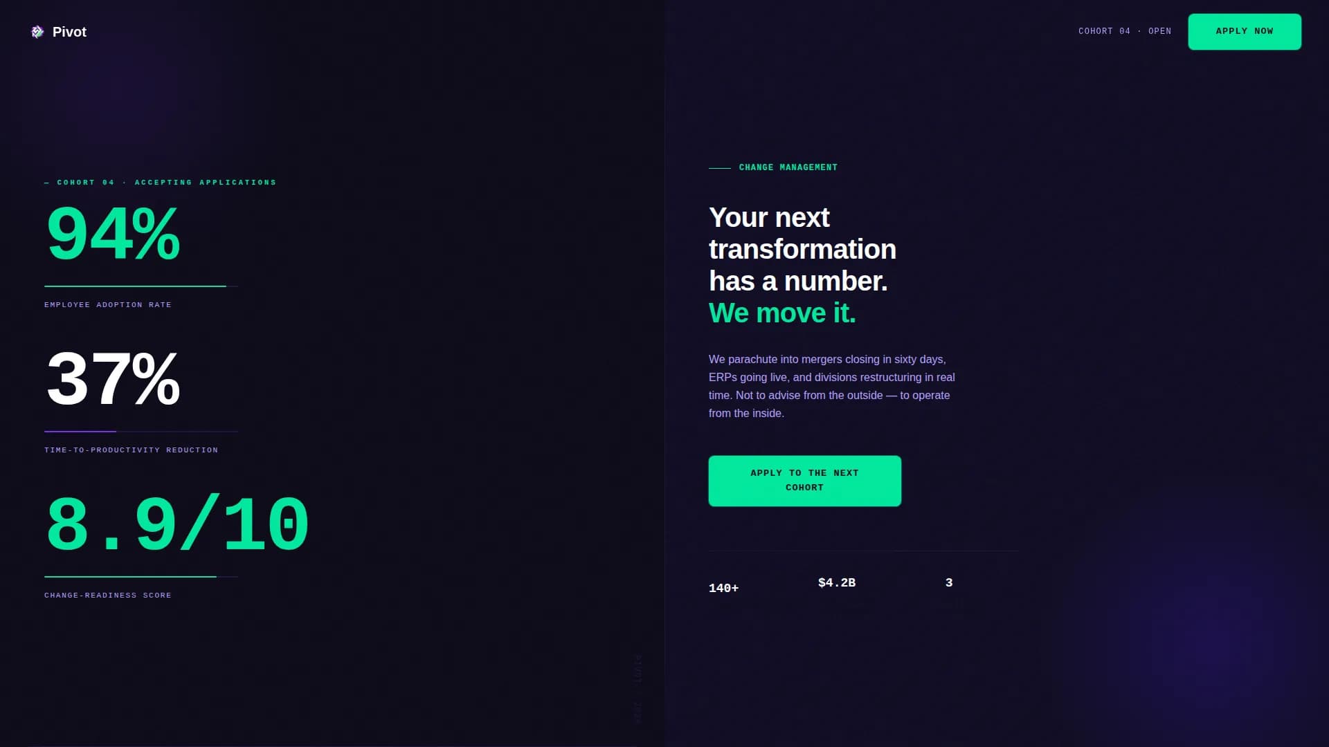Pivot - Change Management Recruitment Landing Page Template