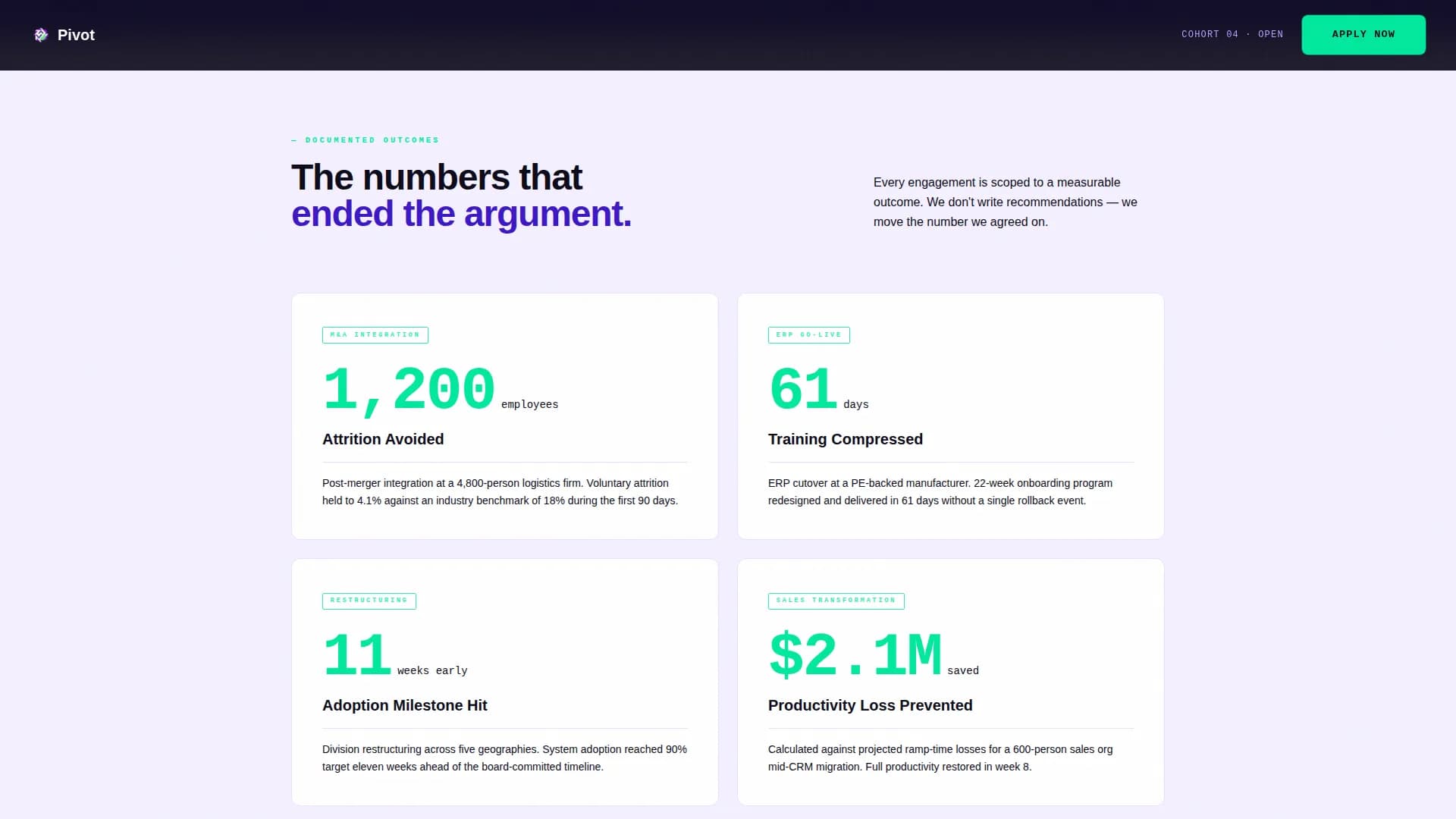 Pivot - Change Management Recruitment Landing Page Template