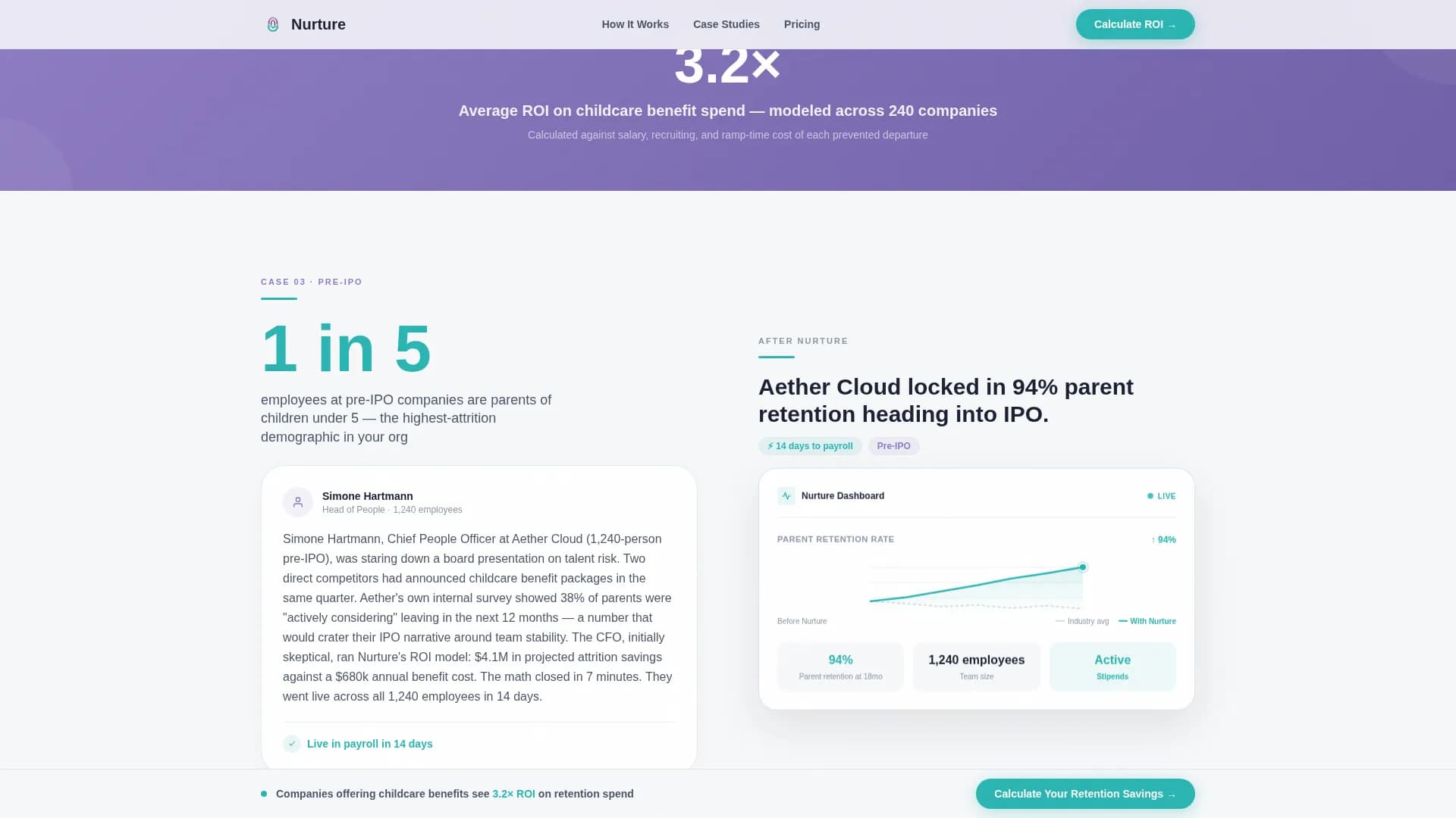 Nurture - Employer Childcare Benefits Landing Page Template