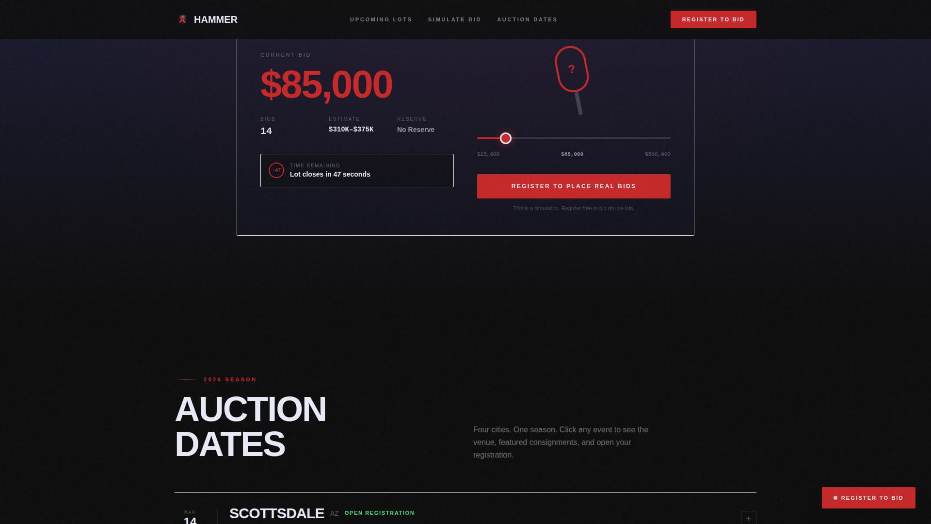 Hammer - High Octane Auction Landing Page Template