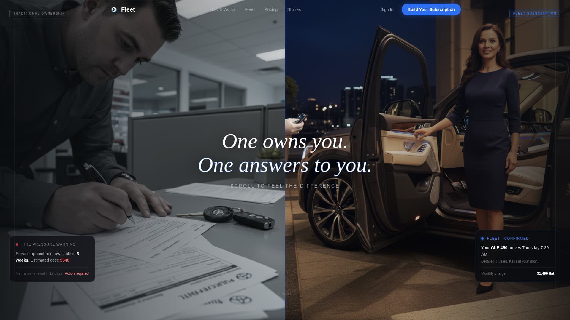 Fleet - Cinematic Carsubscription Landing Page Template
