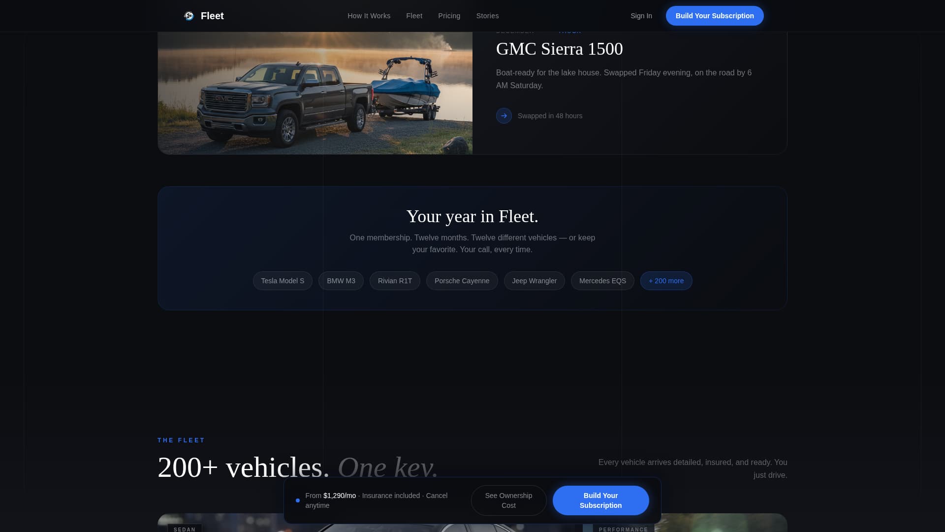 Fleet - Cinematic Carsubscription Landing Page Template
