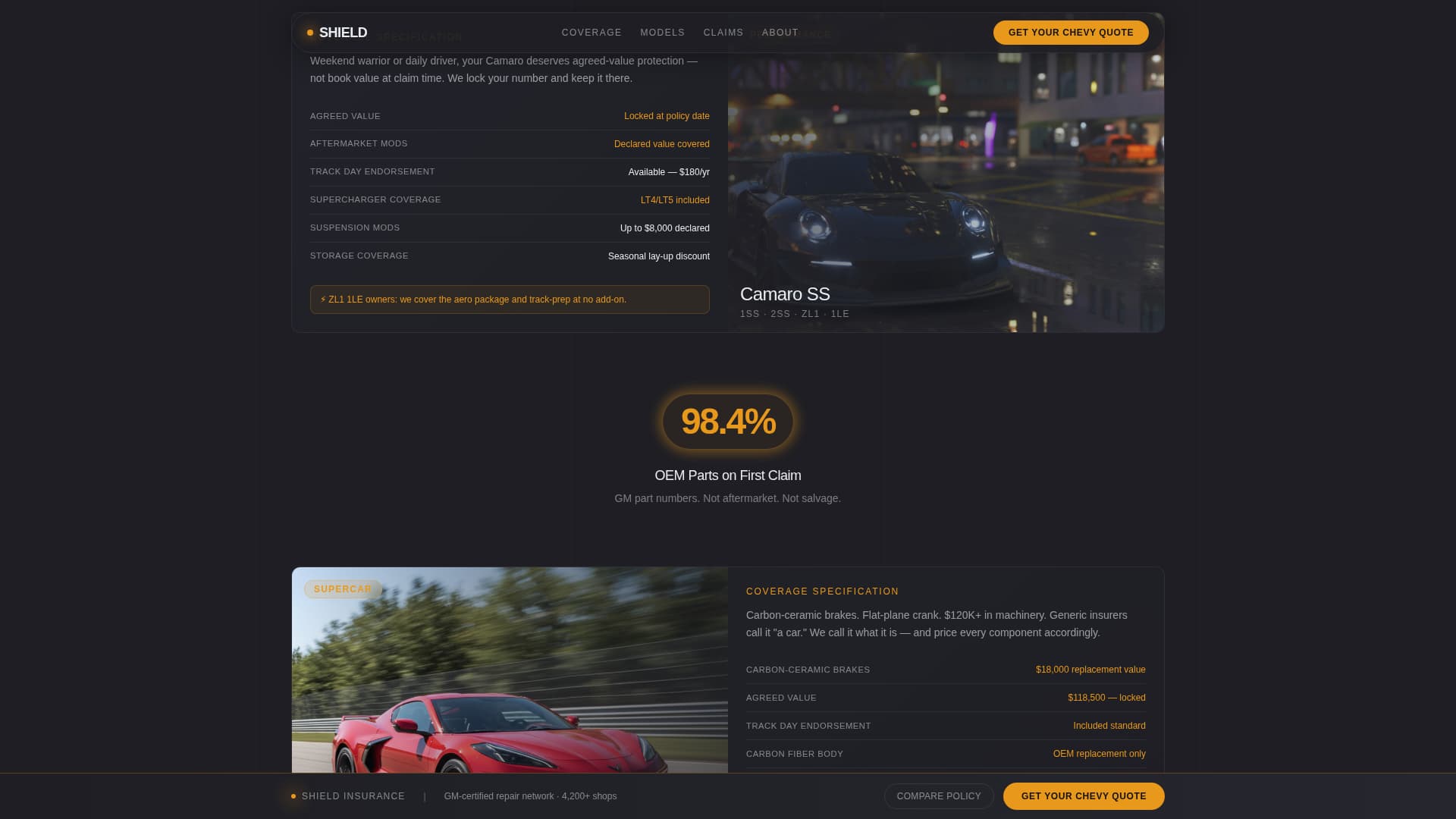 Chevrolet - Premium Insurance Landing Page Template