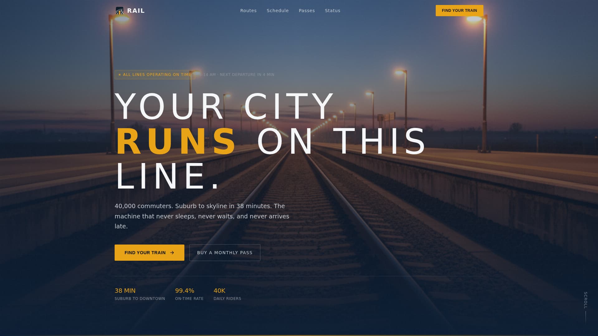 Rail - Precision Transit Landing Page Template