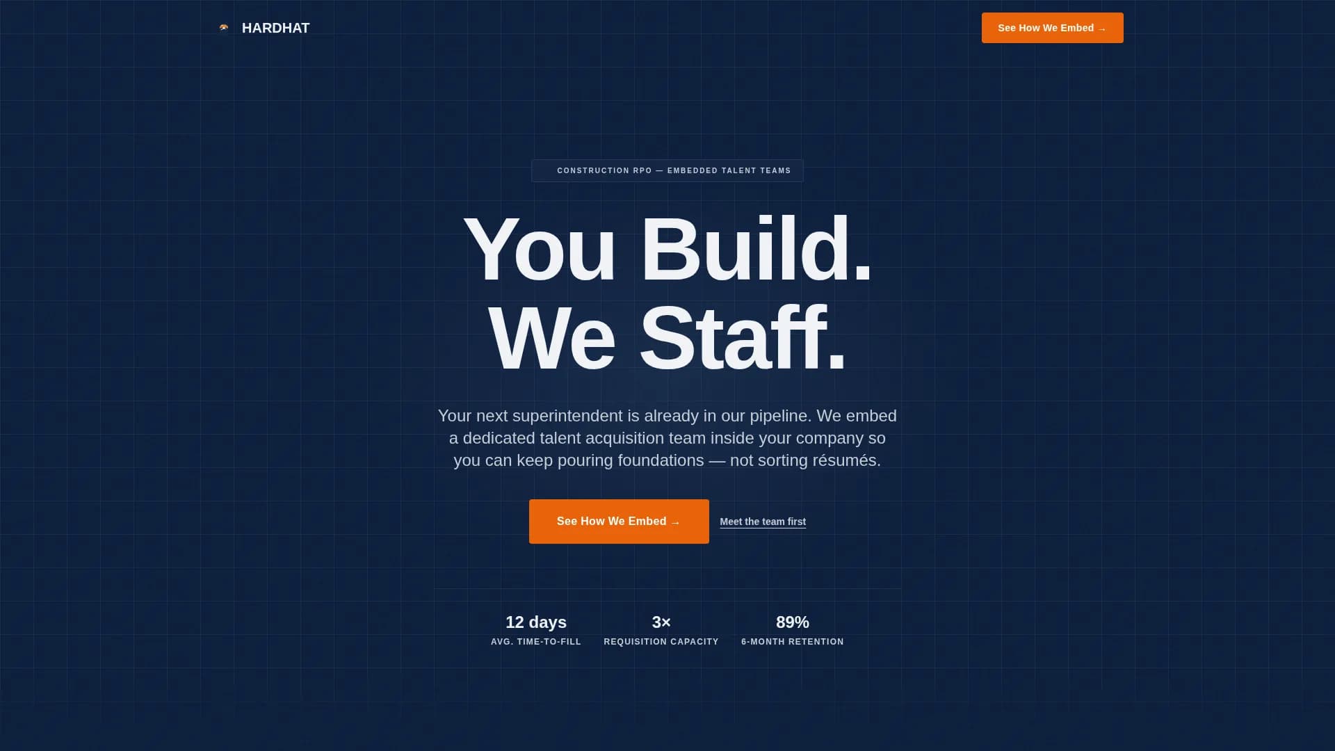 Hardhat - Embedded Talent Acquisition Construction RPO Landing Page Template