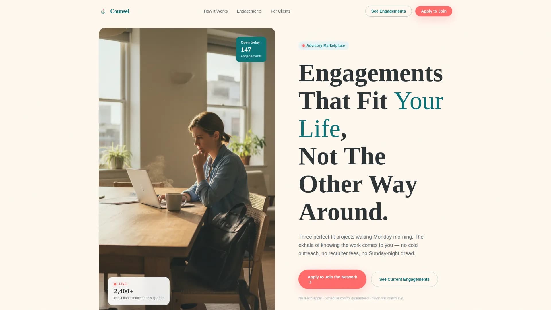 Counsel — Trusted Consultant Network Landing Page Template