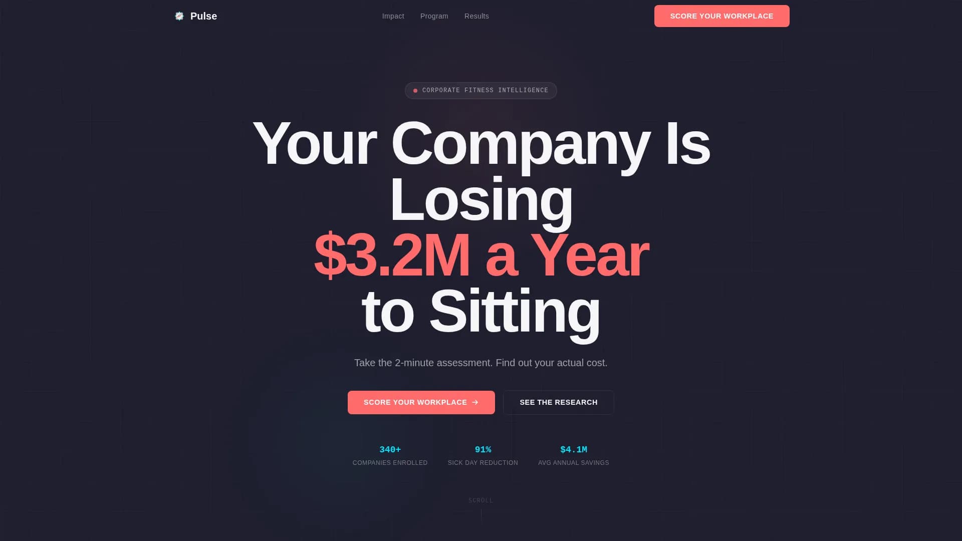 Pulse - Corporate Fitness Program Landing Page Template