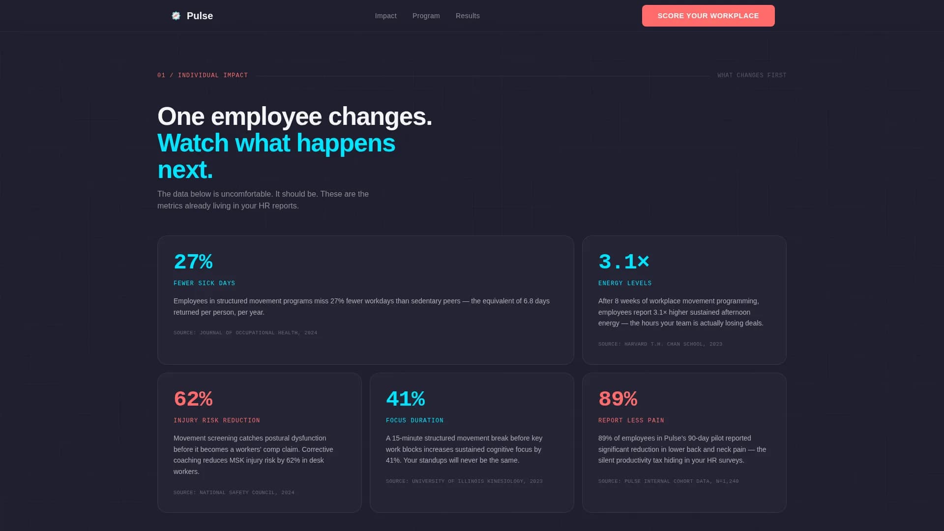 Pulse - Corporate Fitness Program Landing Page Template