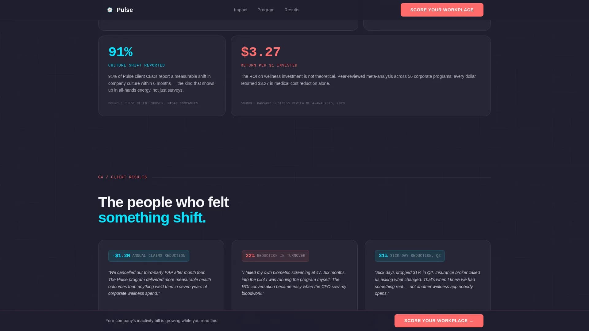 Pulse - Corporate Fitness Program Landing Page Template
