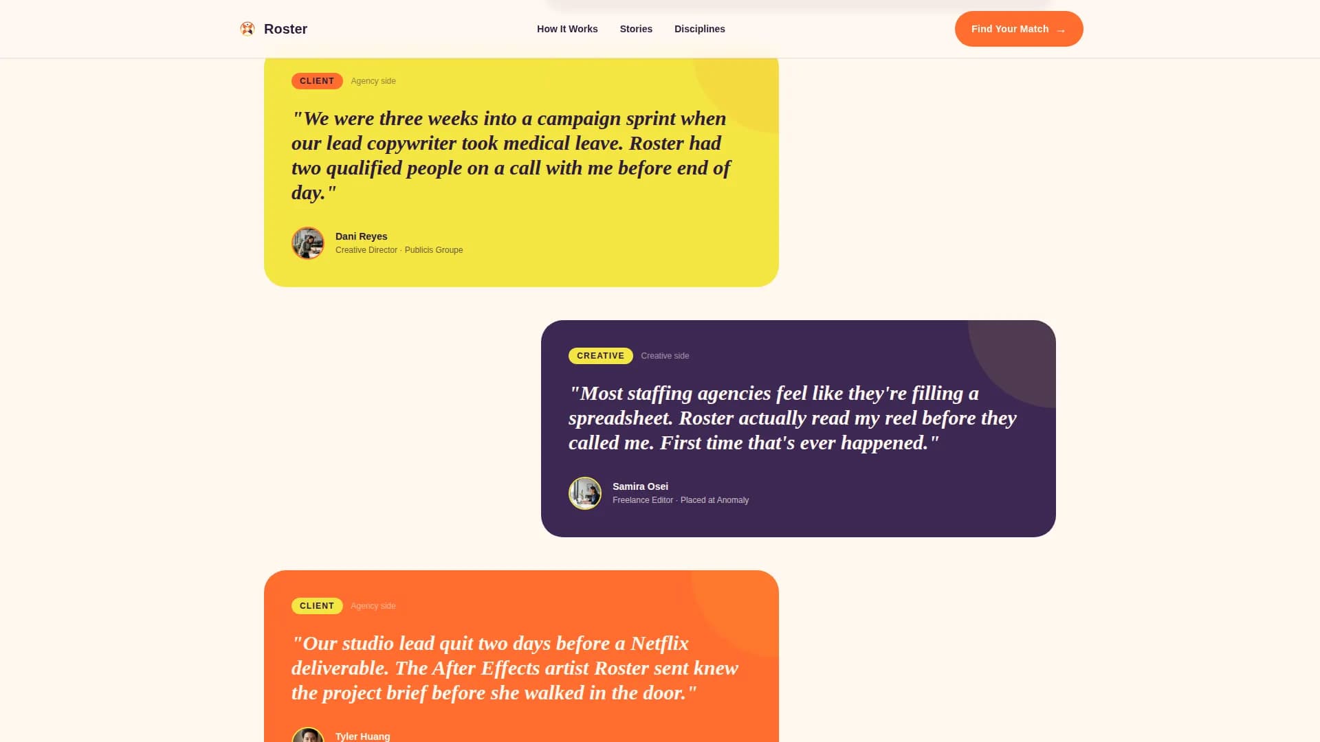 Roster — Creative Staffing Landing Page Template
