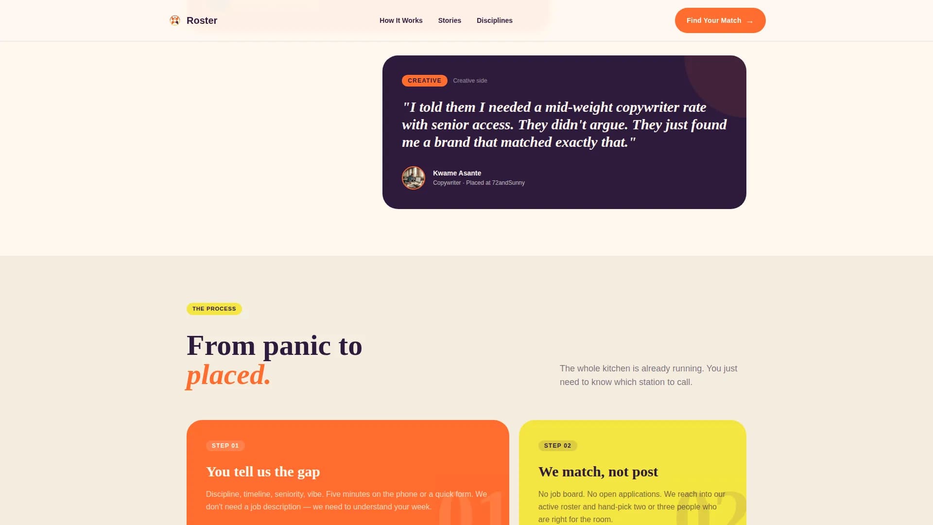 Roster — Creative Staffing Landing Page Template
