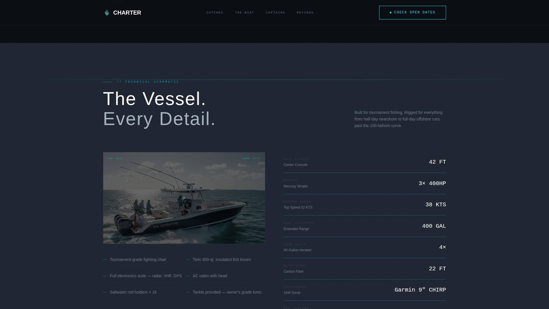 Charter - Immersive Fishing Landing Page Template