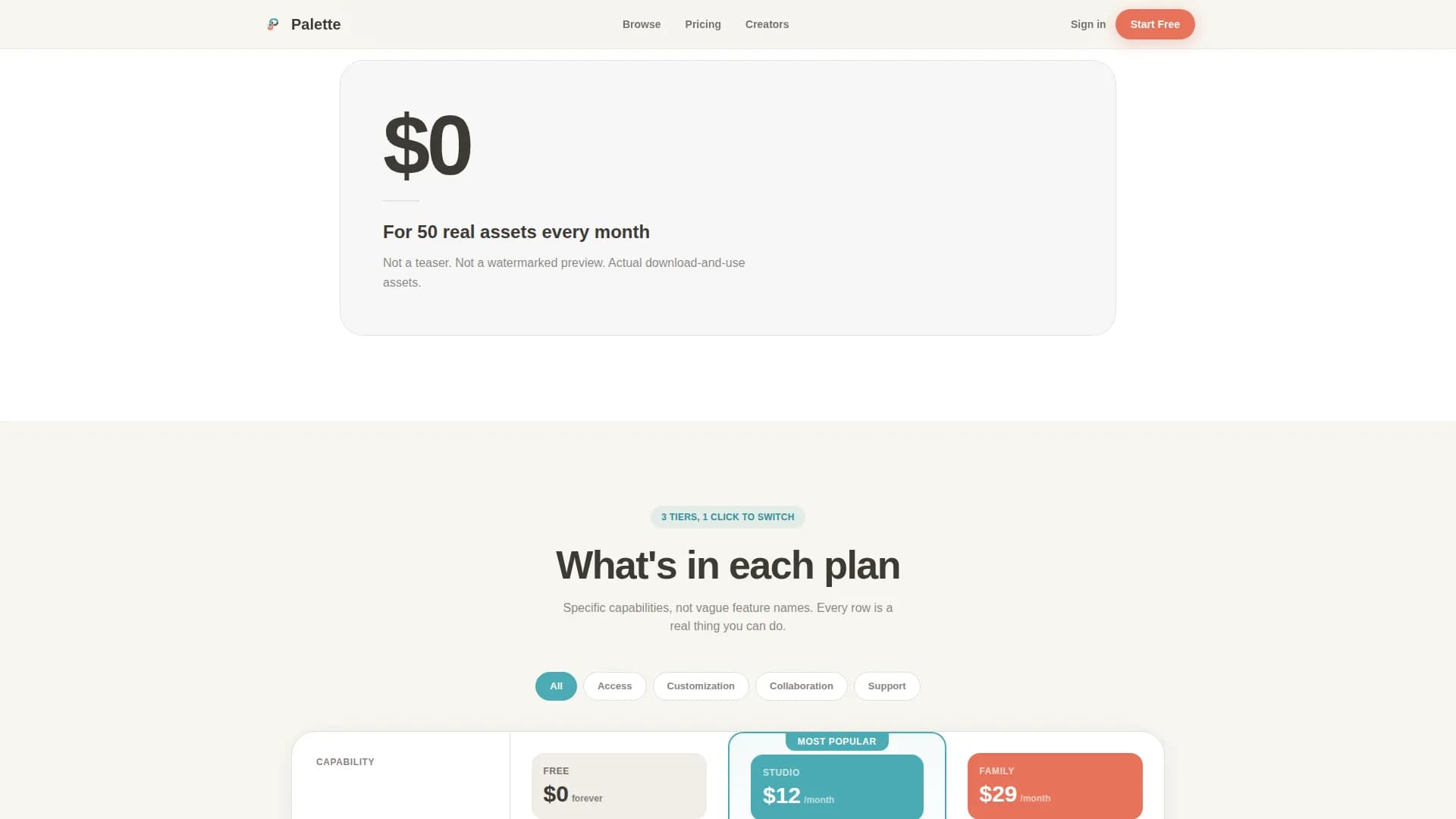 Palette — Freemium Marketplace Landing Page Template