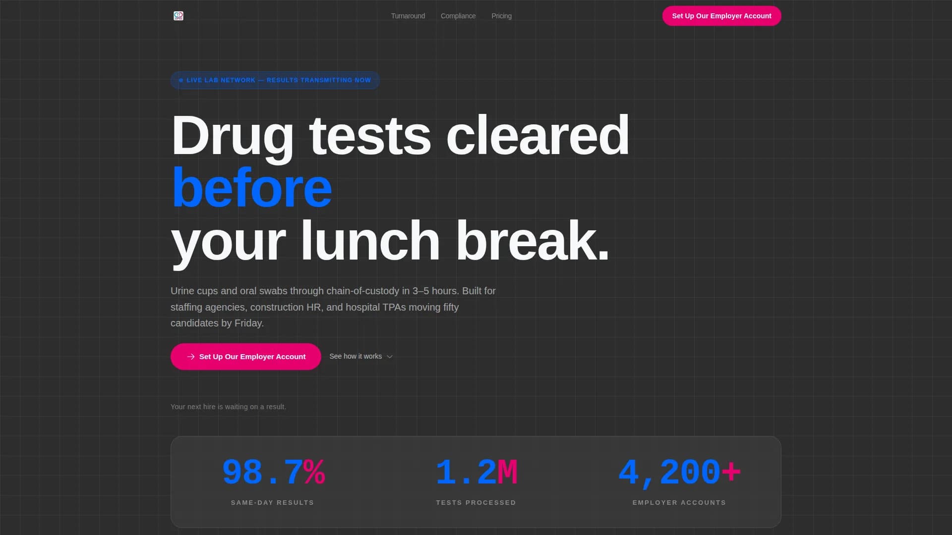 Screen — Certified Substance Testing Landing Page Template