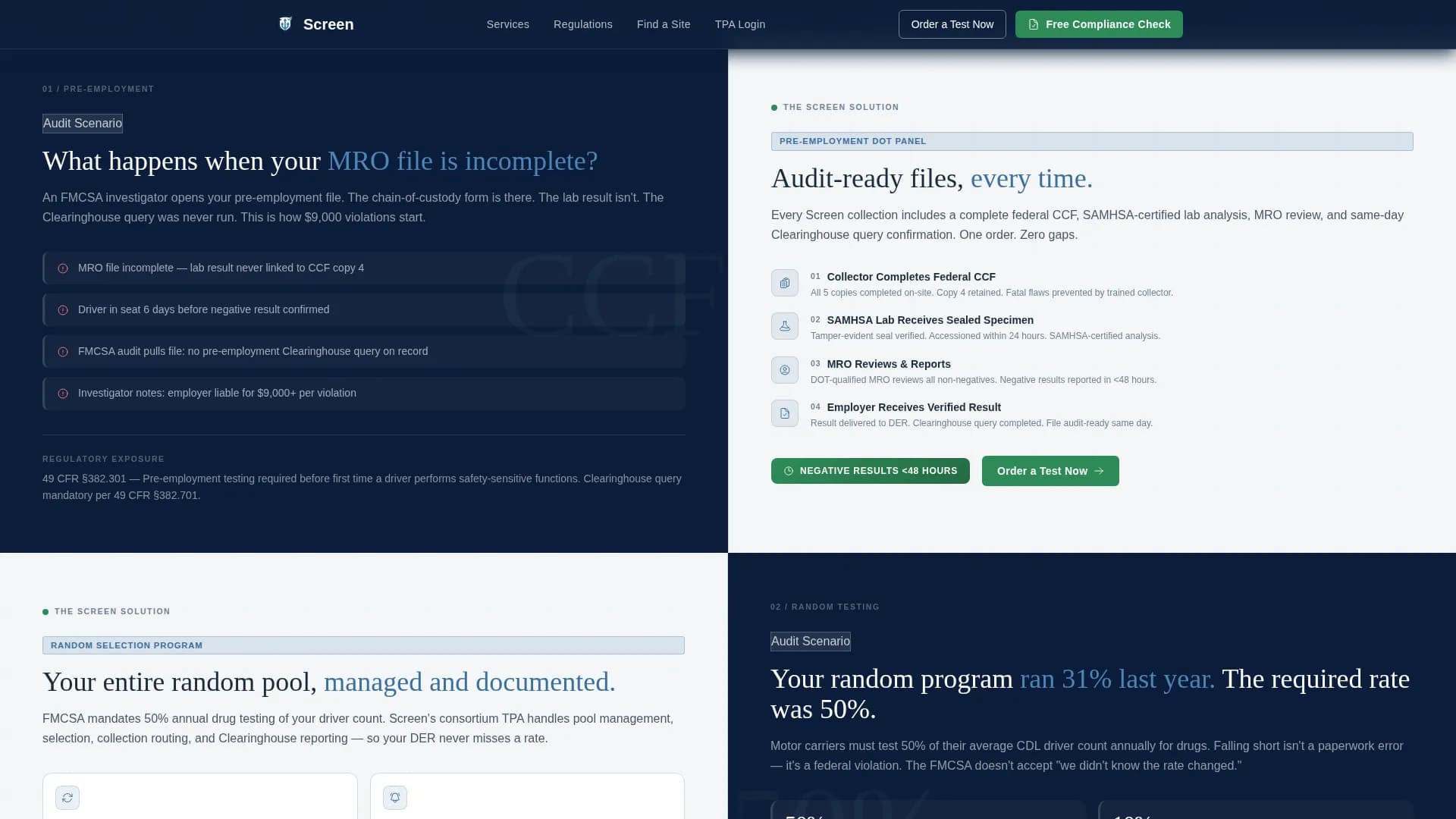 Screen — Compliance Testing Landing Page Template