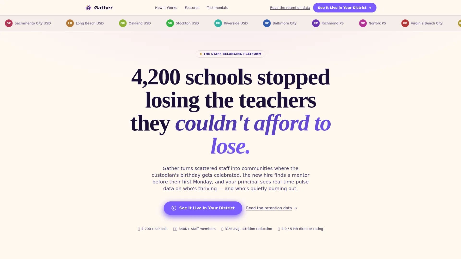 Gather - Powerful Education HR Landing Page Template