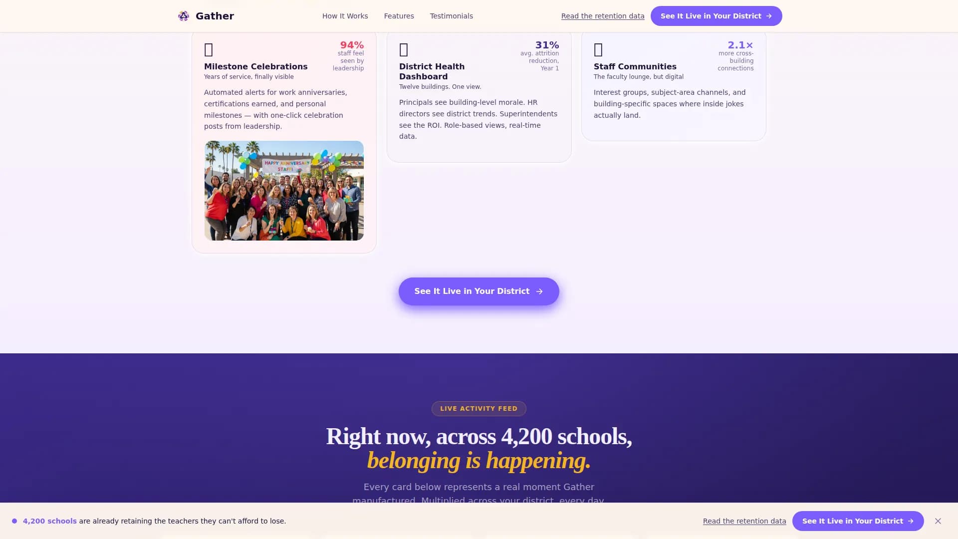 Gather - Powerful Education HR Landing Page Template