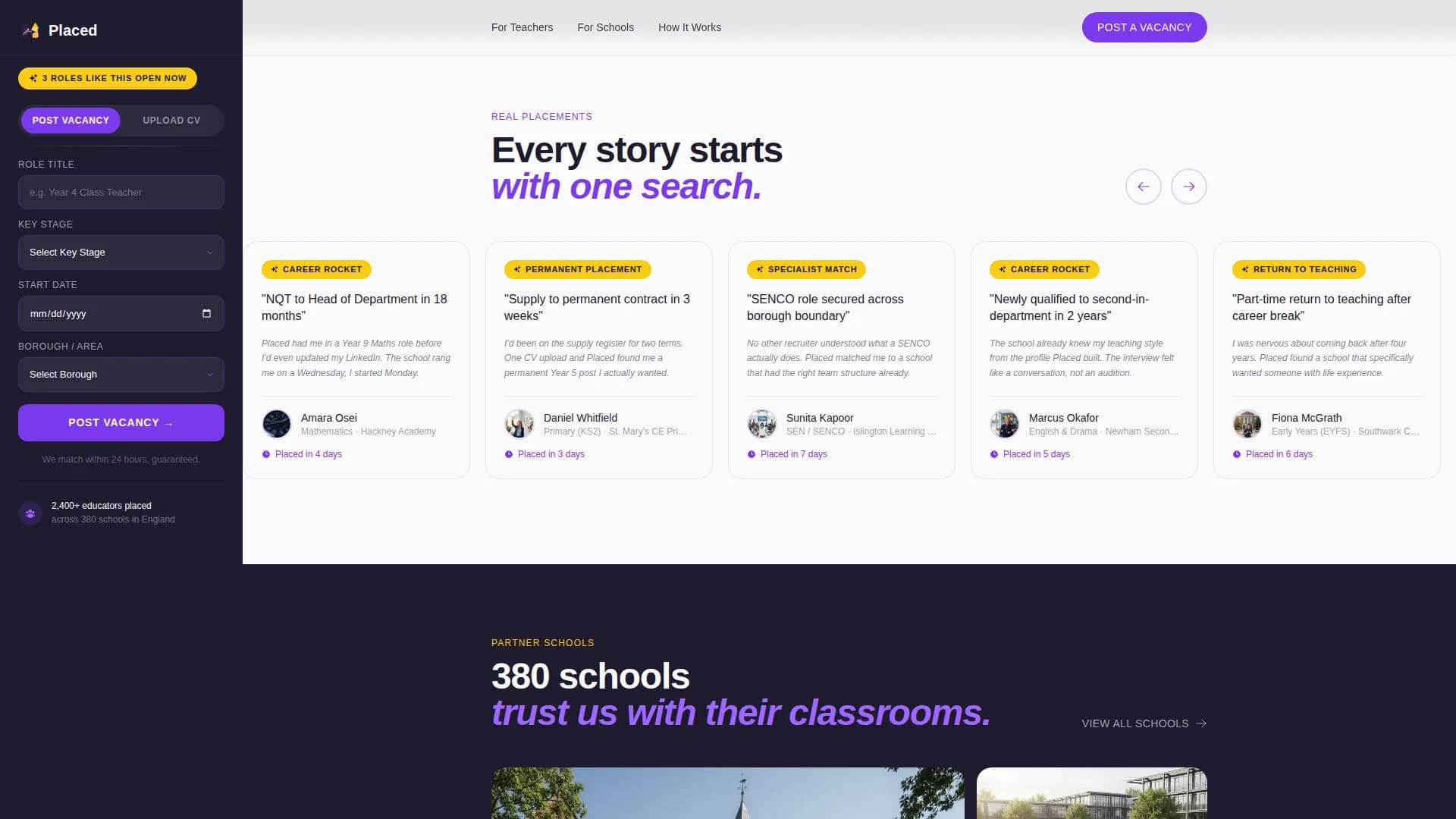 Placed — Education Recruiting Landing Page Template