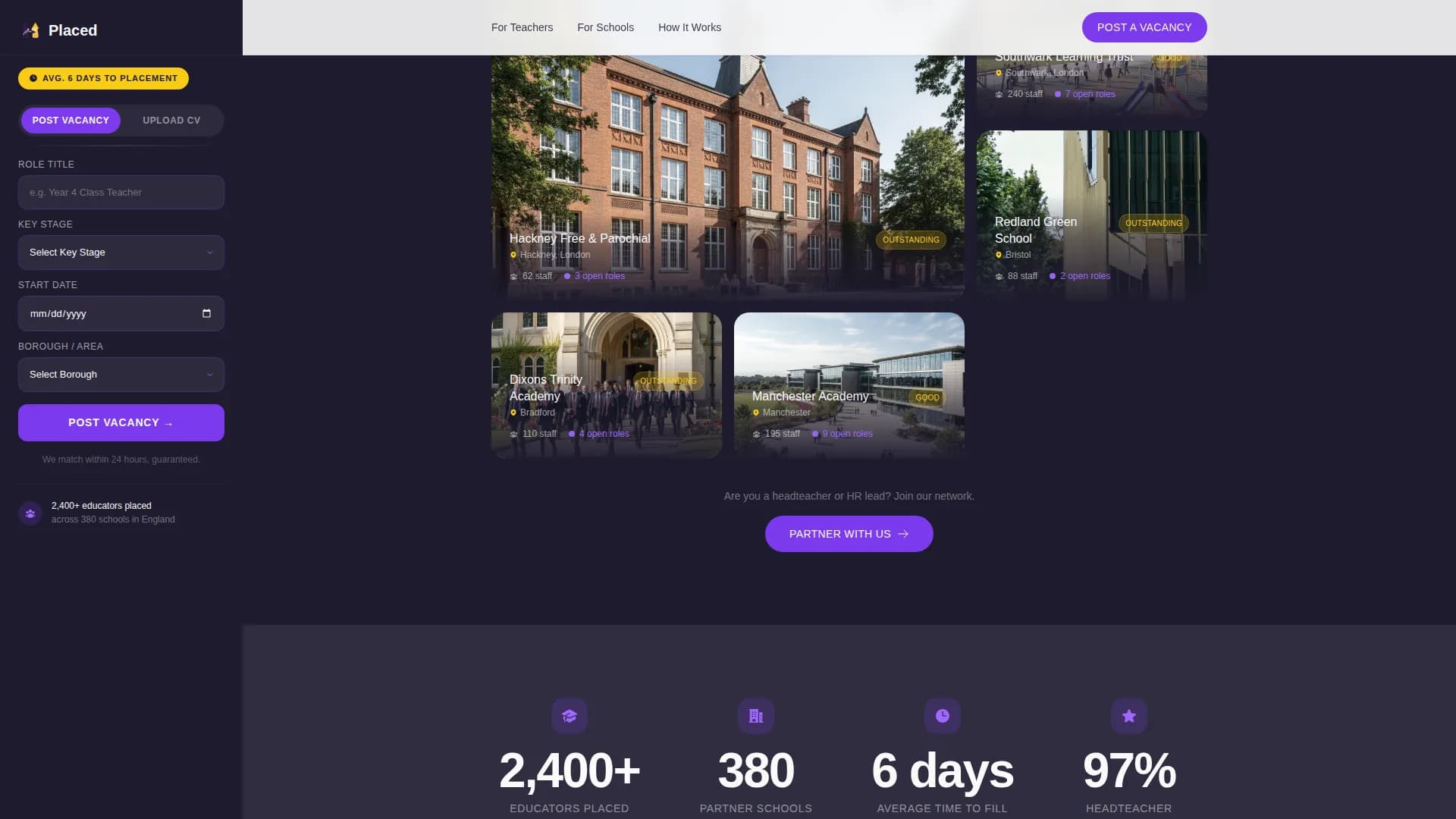 Placed — Education Recruiting Landing Page Template