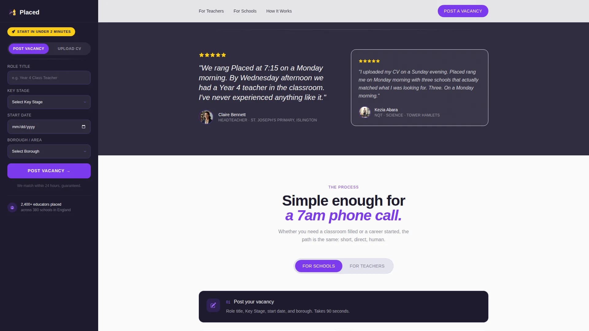 Placed — Education Recruiting Landing Page Template
