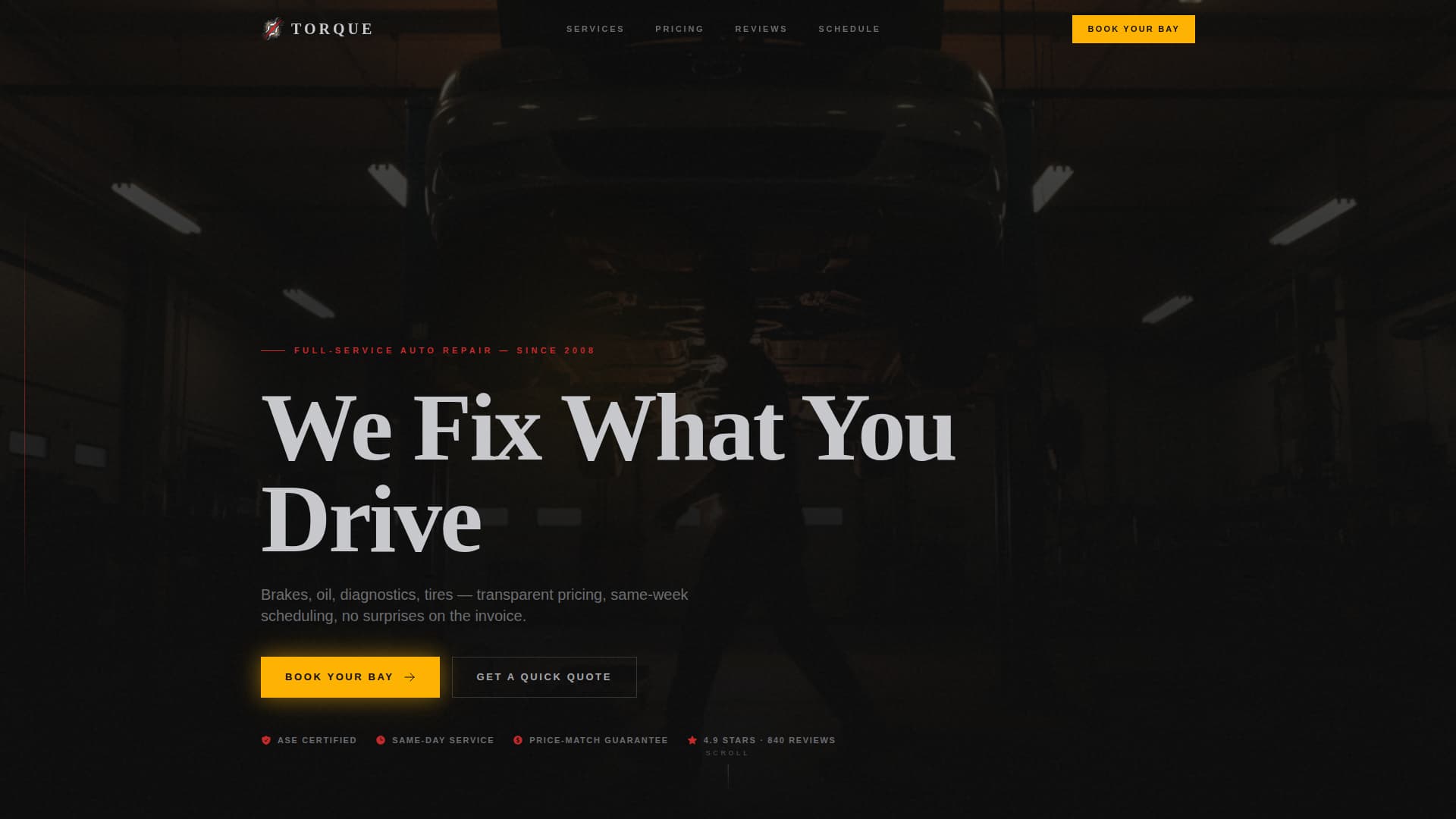 Torque - Industrial Autorepair Landing Page Template