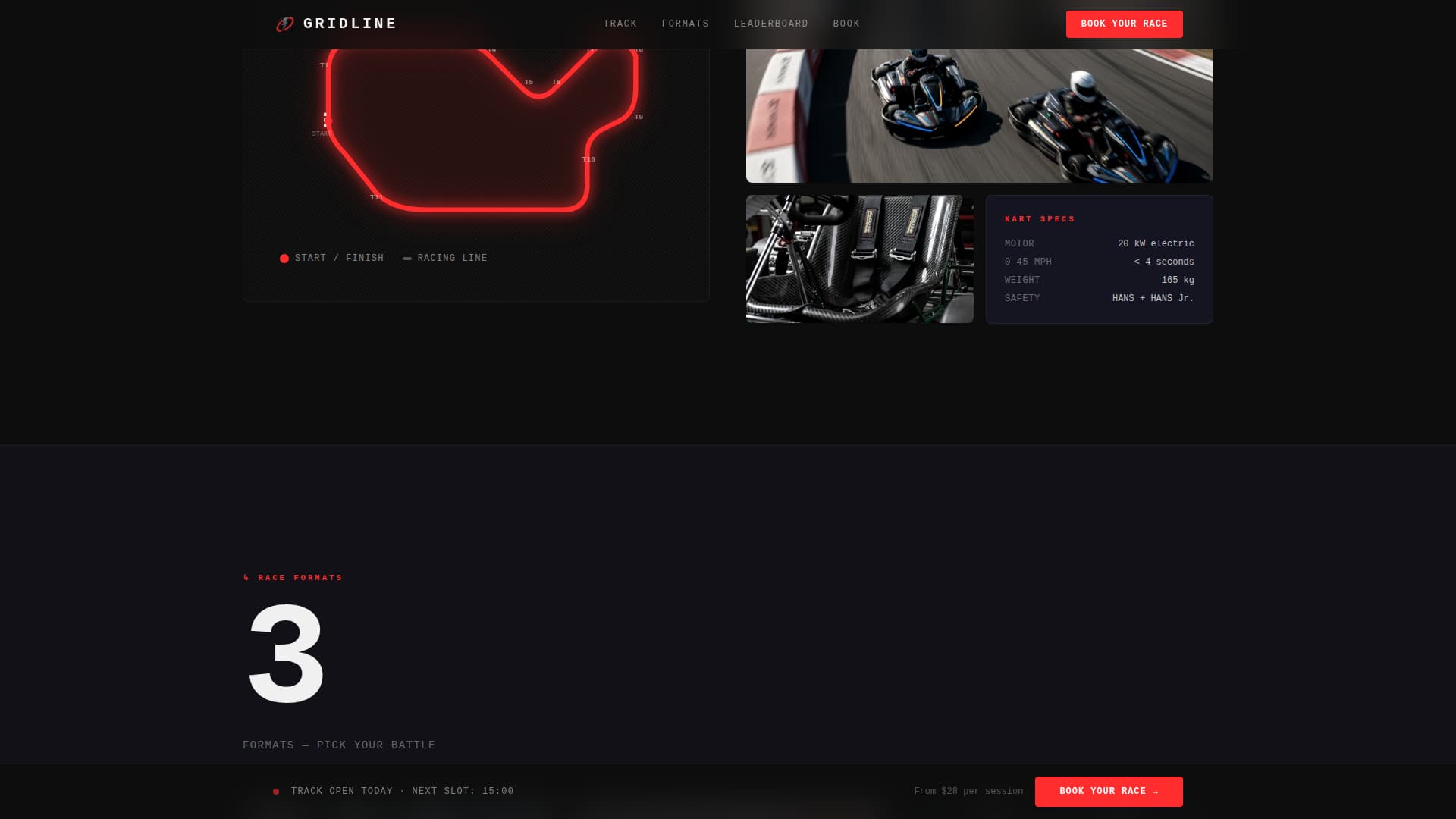 Gridline - Highoctane Karting Landing Page Template