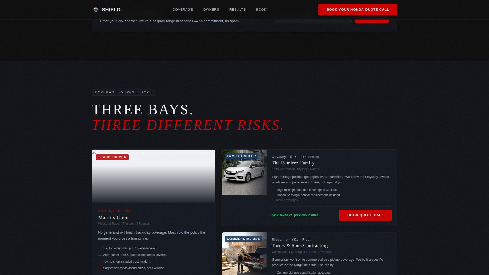 Shield - Precision Honda Landing Page Template