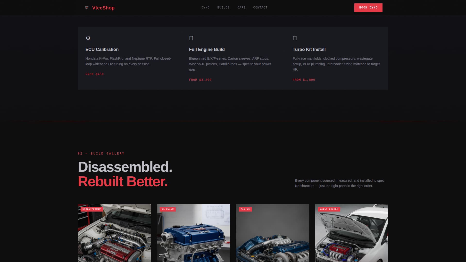 VTEC - Highperformance Honda Landing Page Template