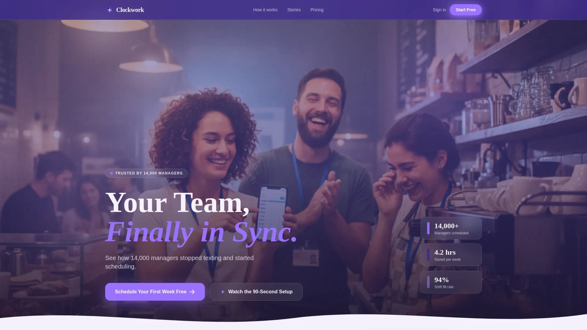 Synchronize — Efficient Shift Coordination Landing Page Template