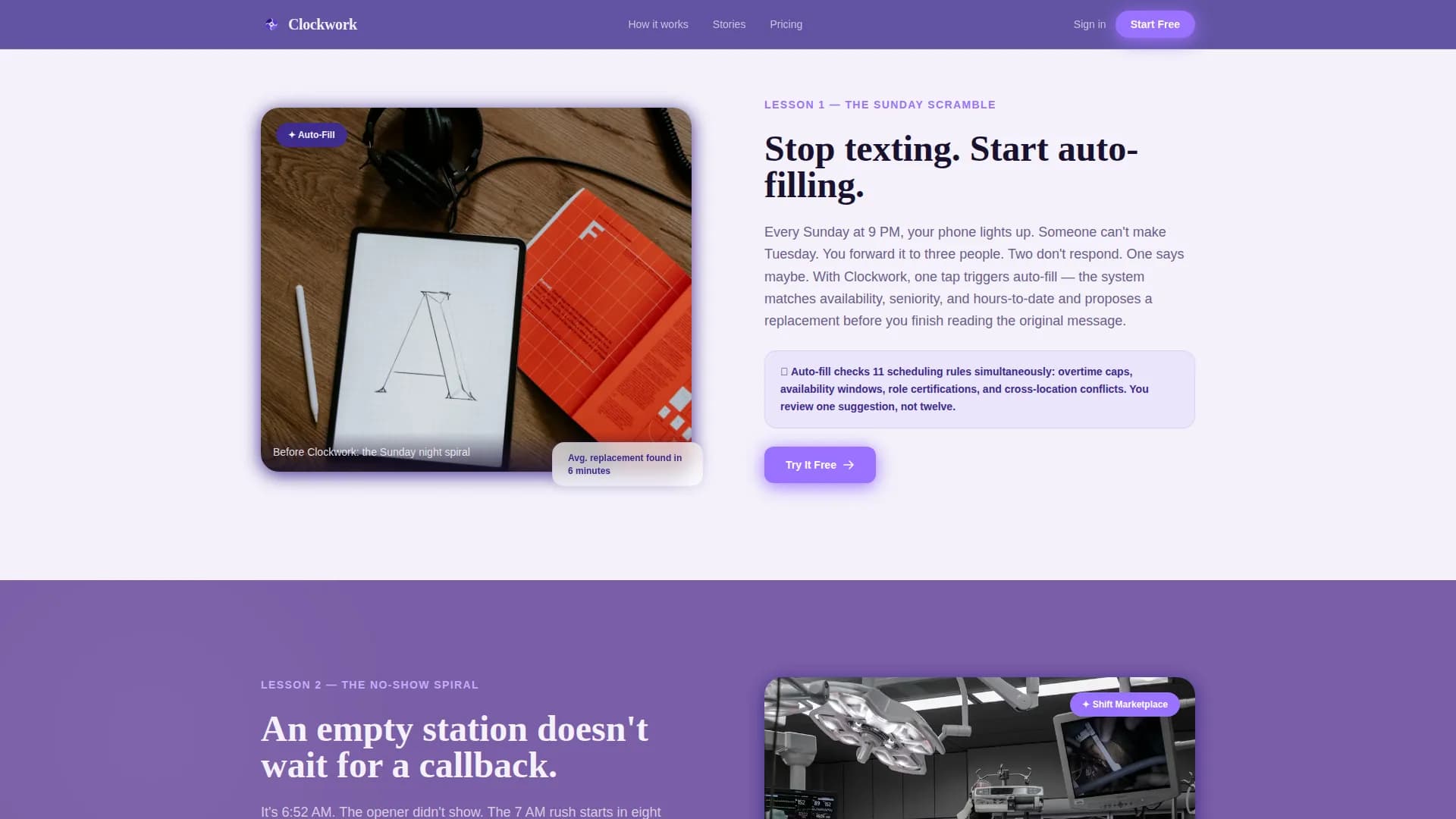 Synchronize — Efficient Shift Coordination Landing Page Template